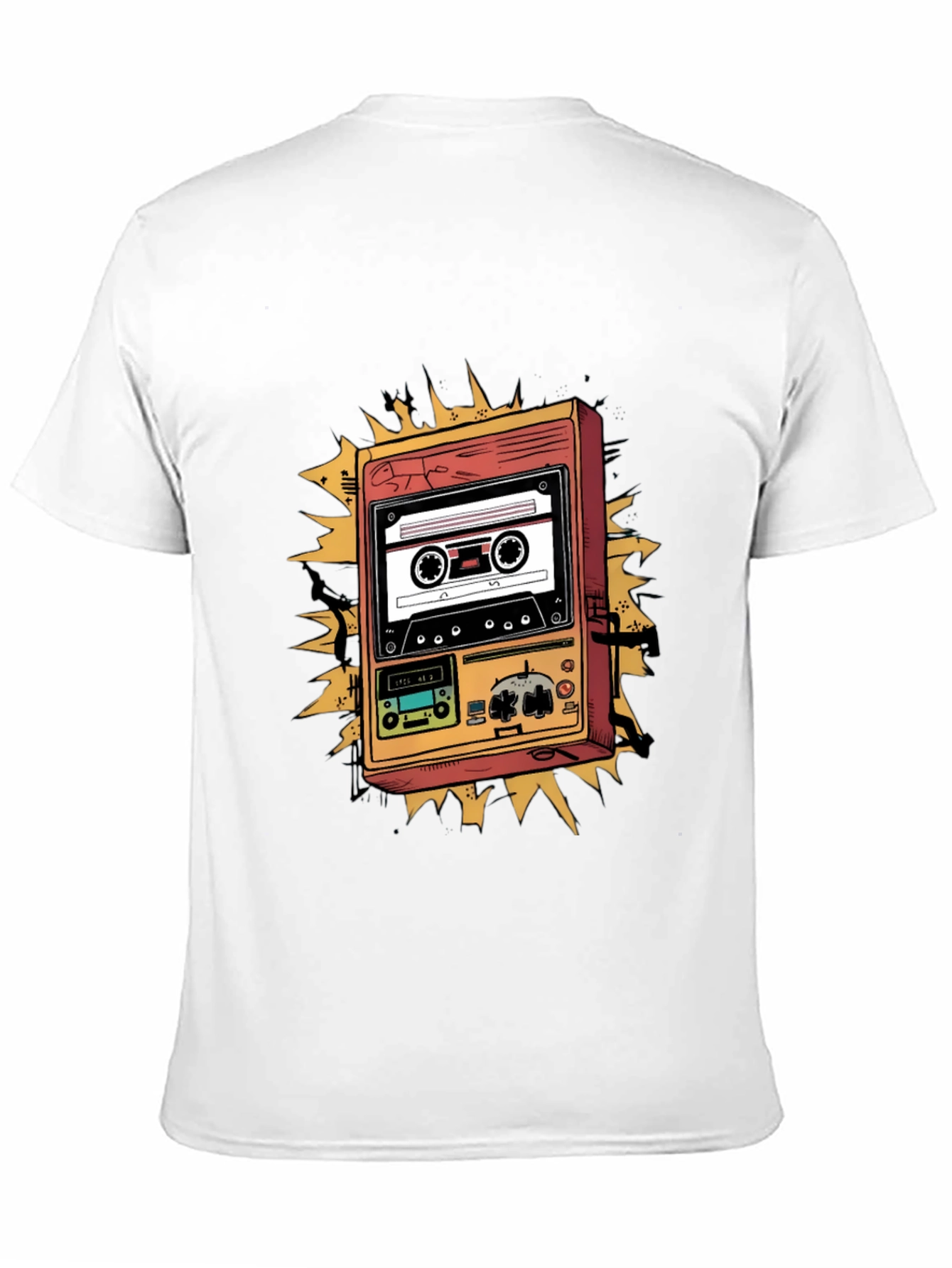 Retro Cassette Player Graphic Tee - Black
