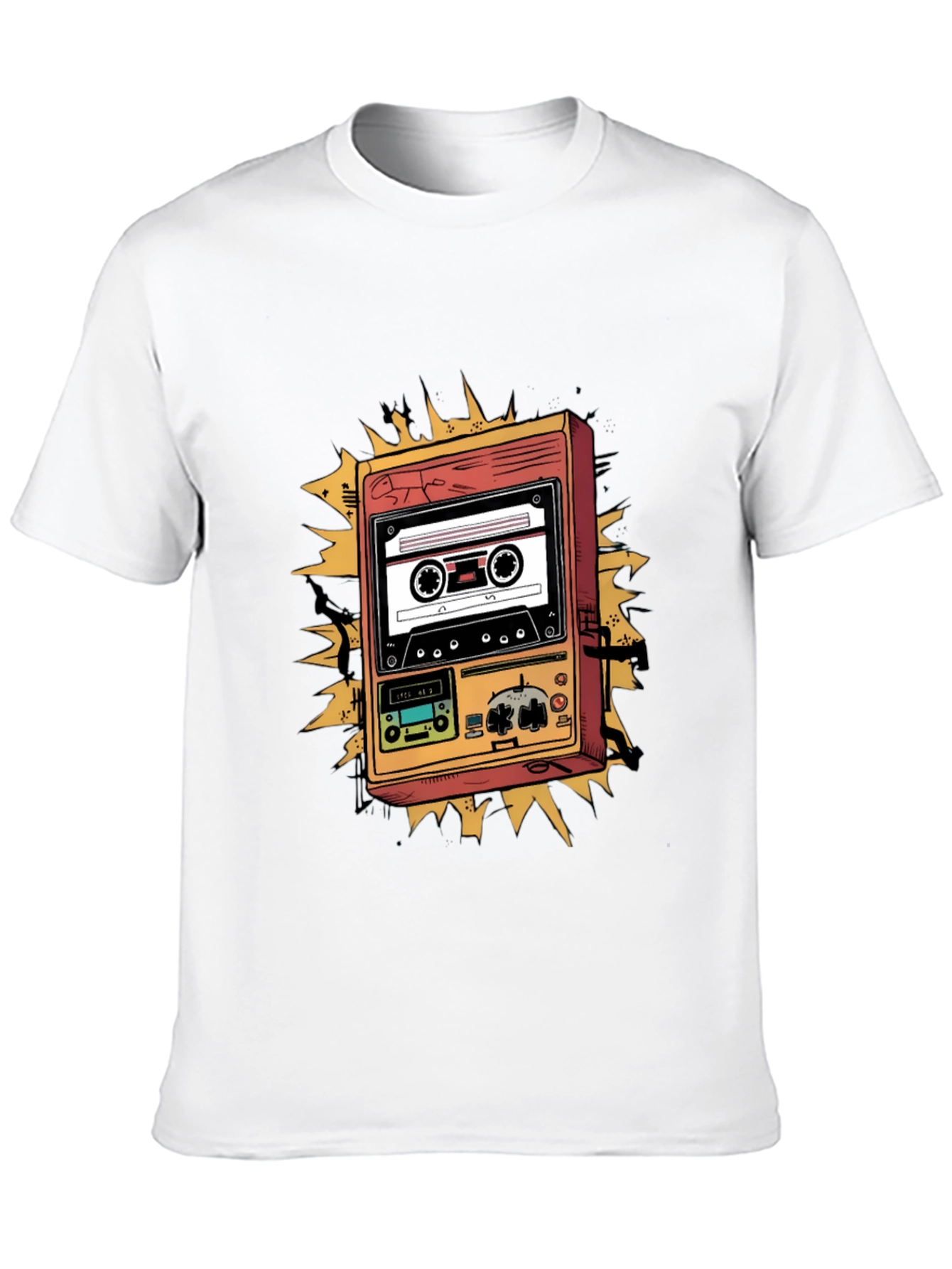 Retro Cassette Player Graphic Tee - Black