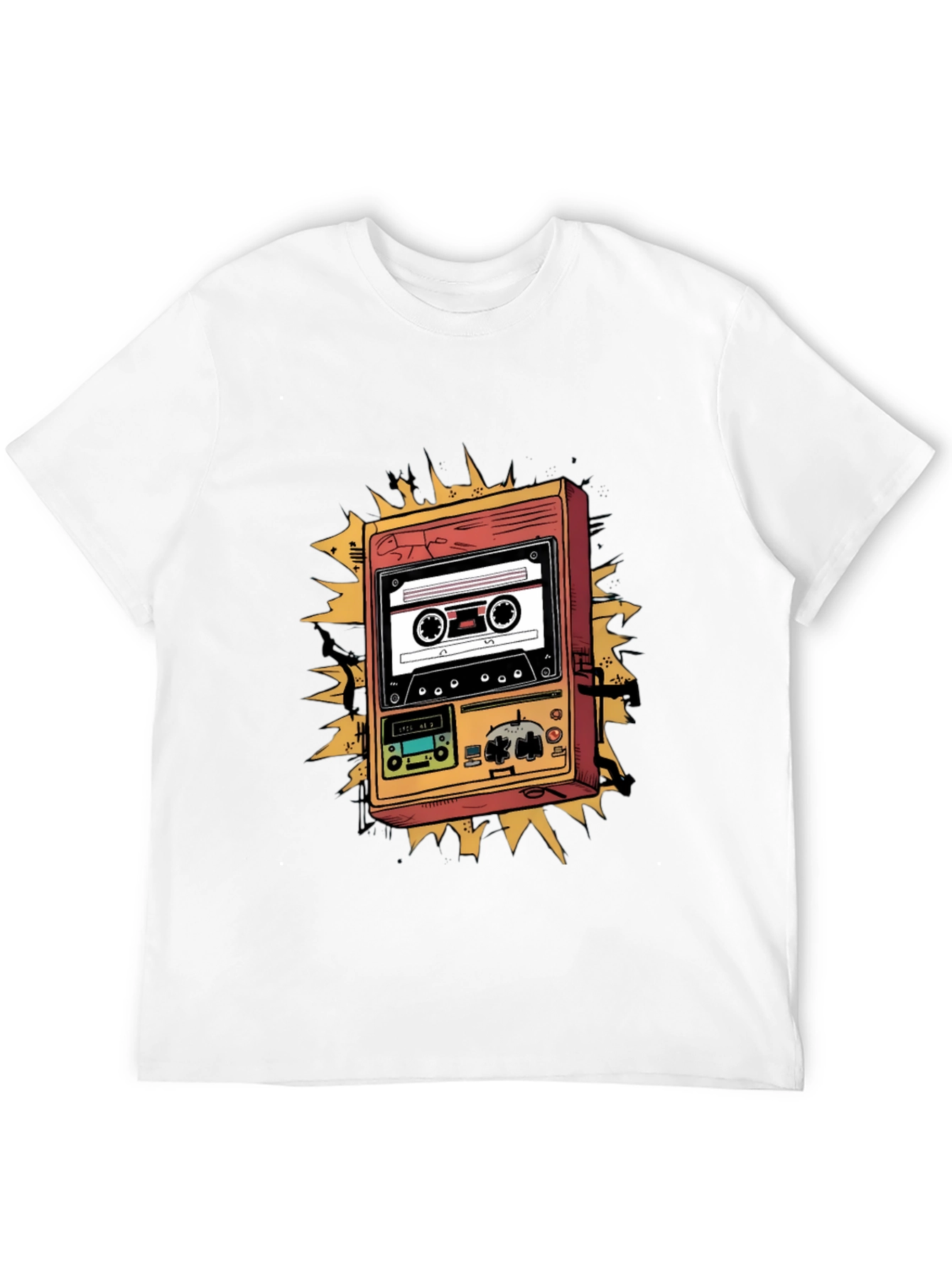 Retro Cassette Player Graphic Tee - Black