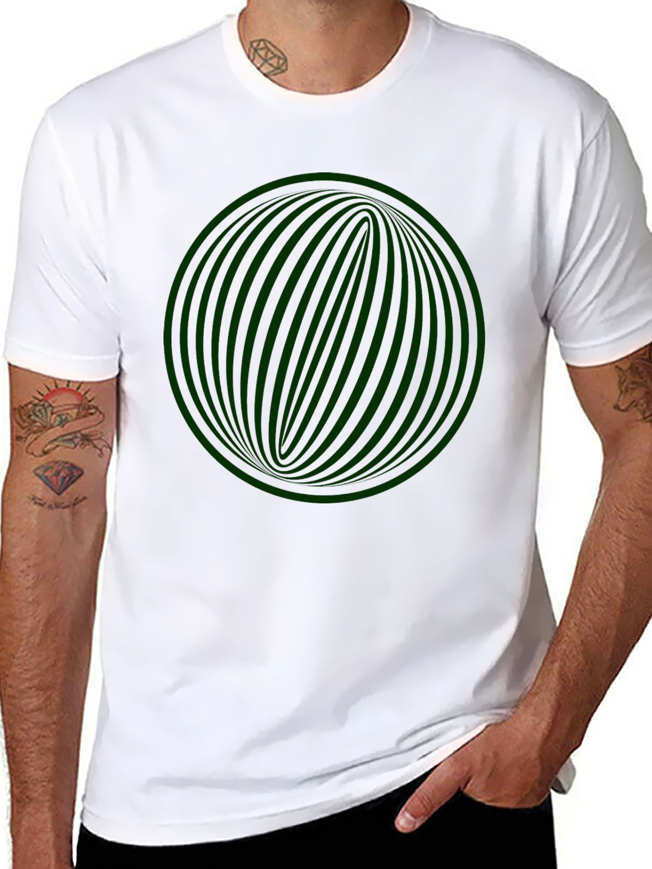 Geometric Sphere Graphic Tee - Black Cotton Blend Shirt