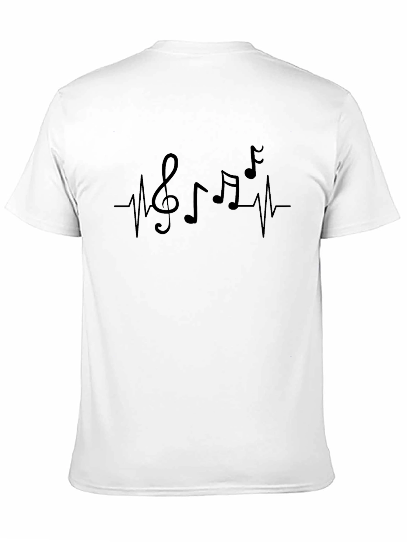 Music Heartbeat Graphic Tee - Black Cotton Casual T-Shirt