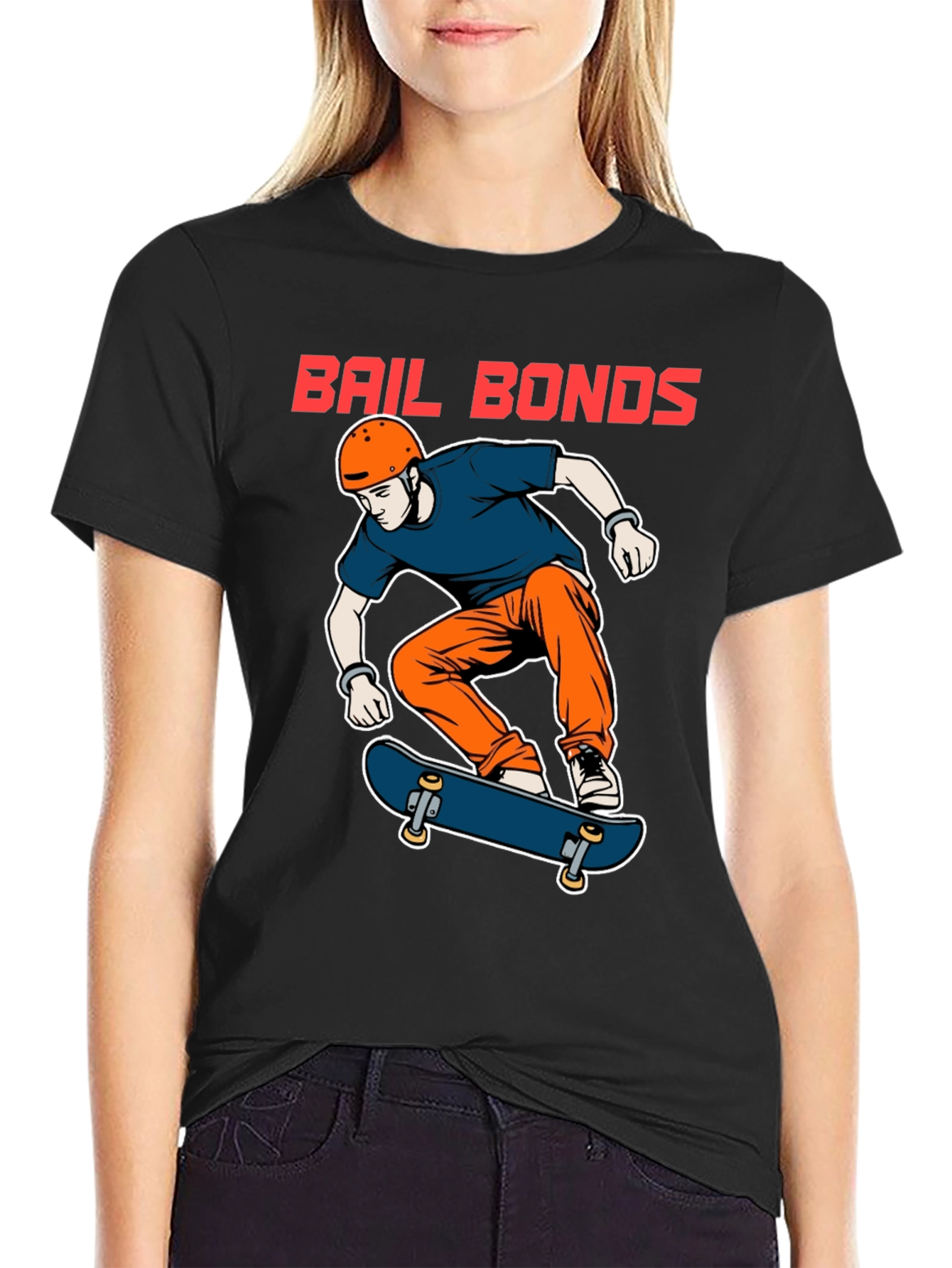 Bail Bonds Skateboarder Graphic Tee - Black