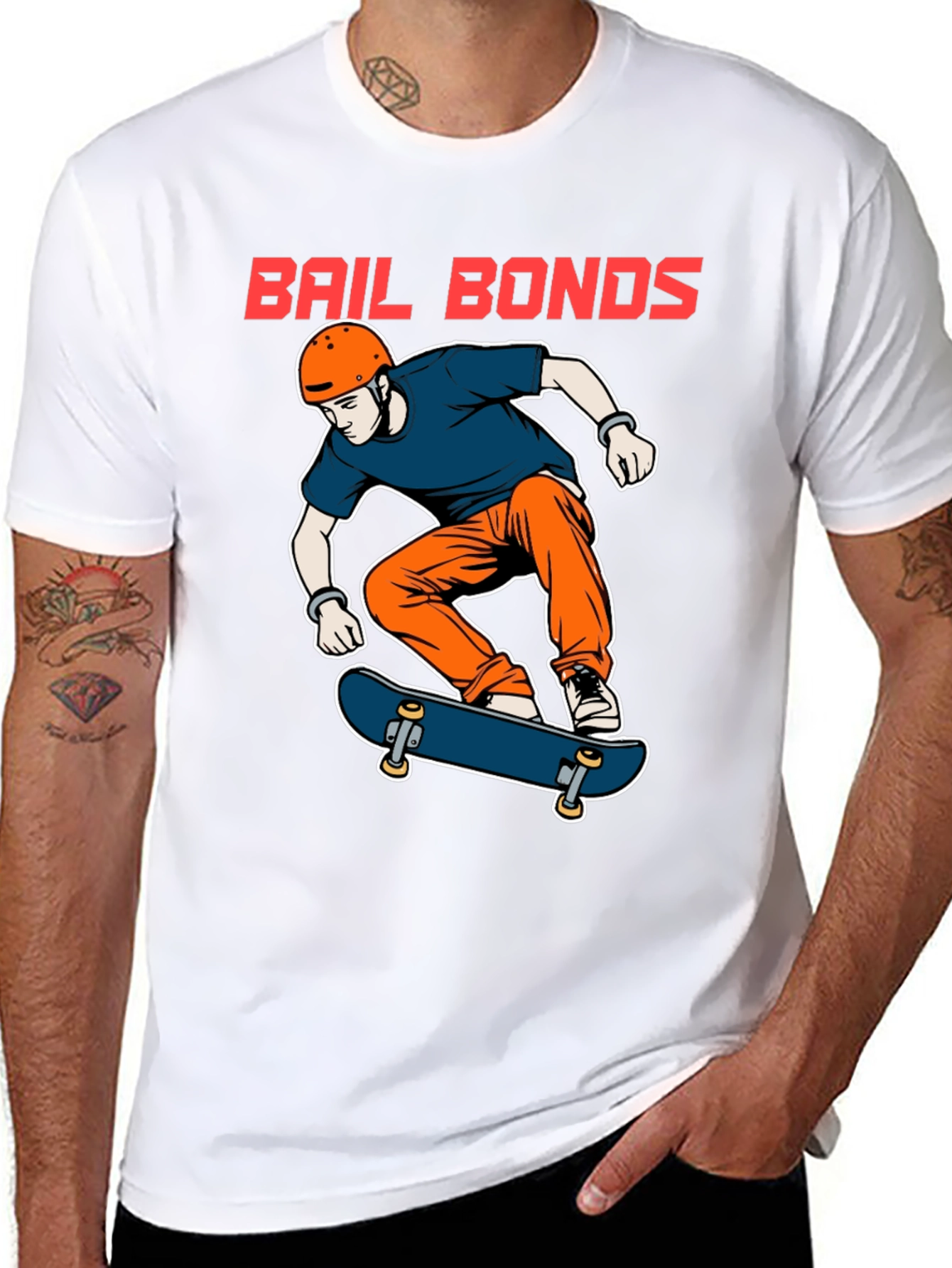 Bail Bonds Skateboarder Graphic Tee - Black