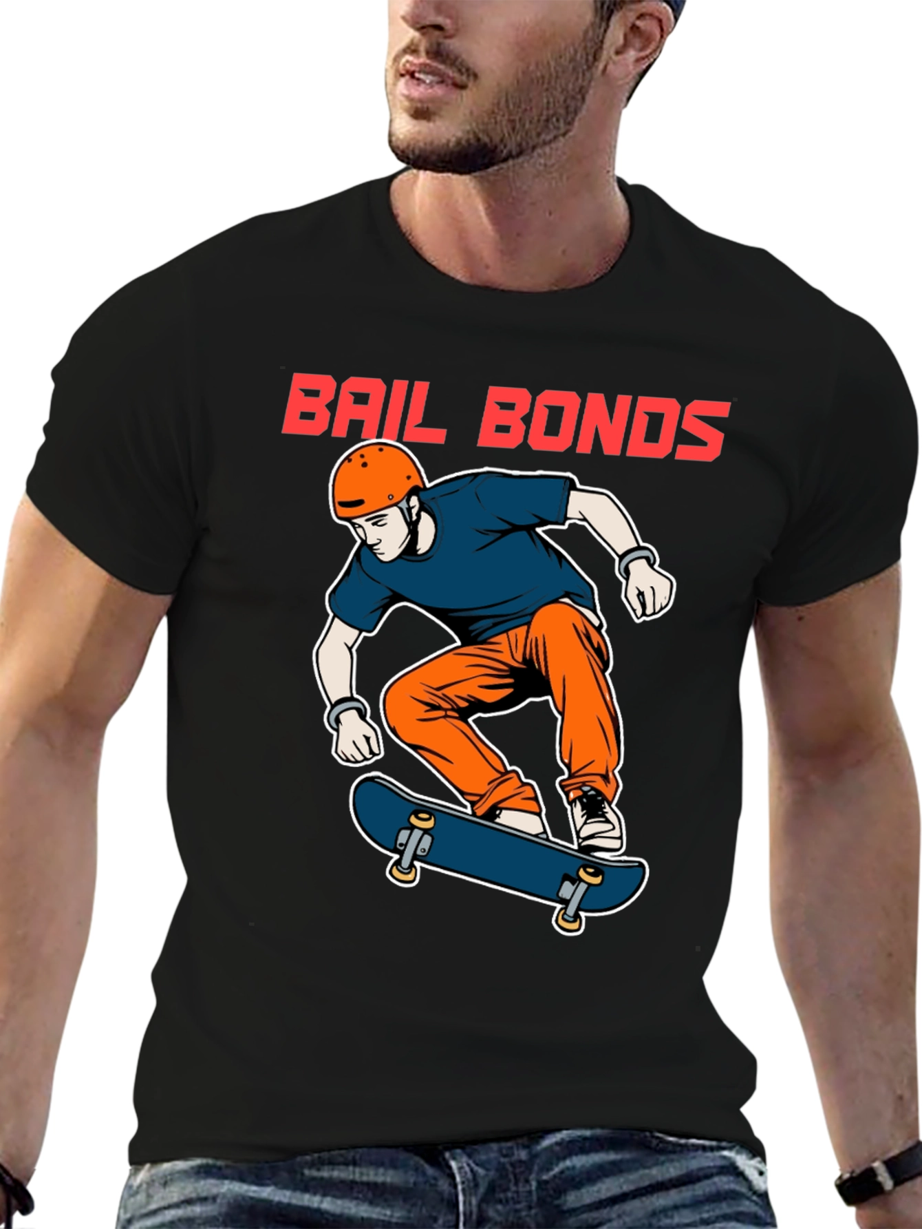 Bail Bonds Skateboarder Graphic Tee - Black