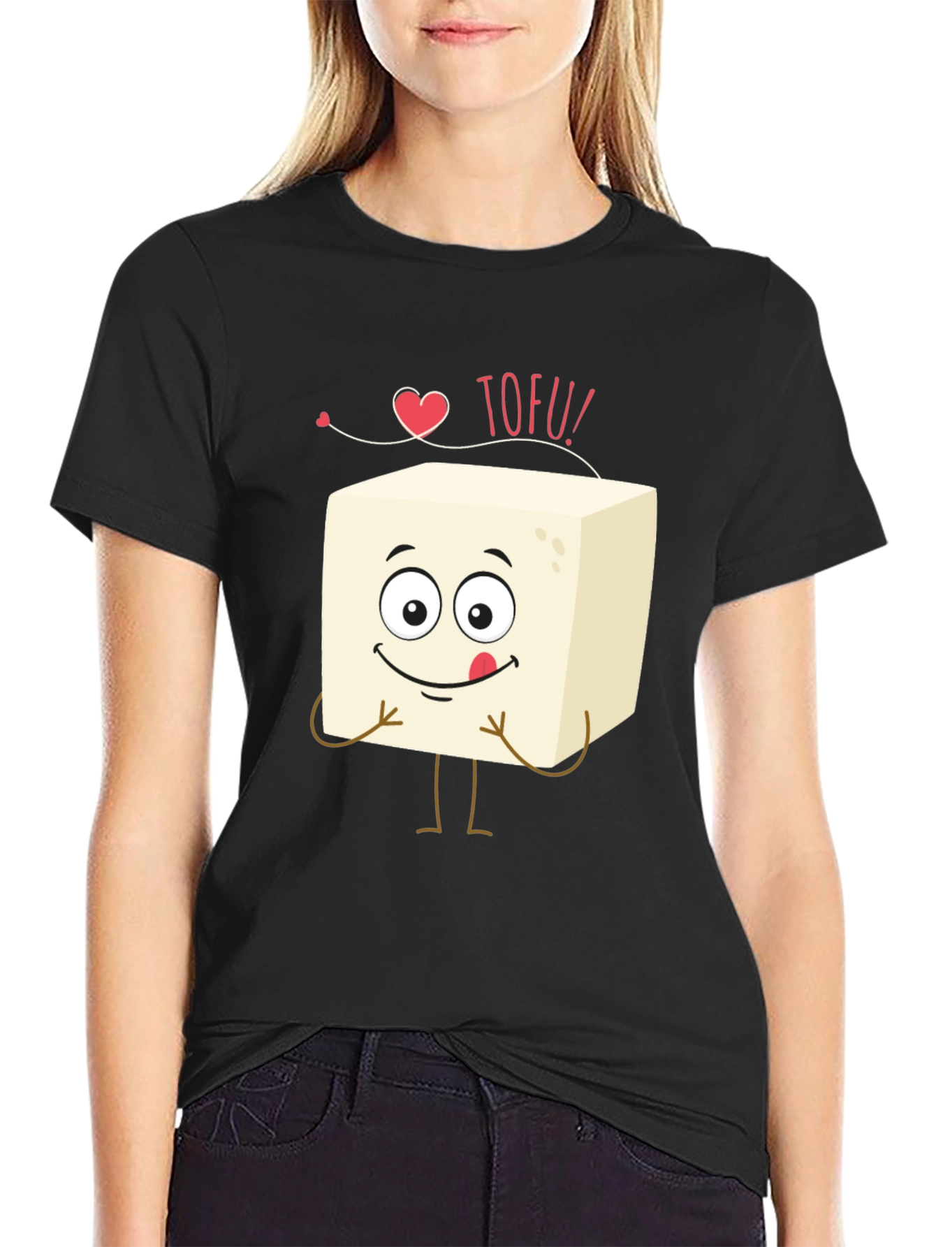Cute Tofu Lovers Black T-Shirt