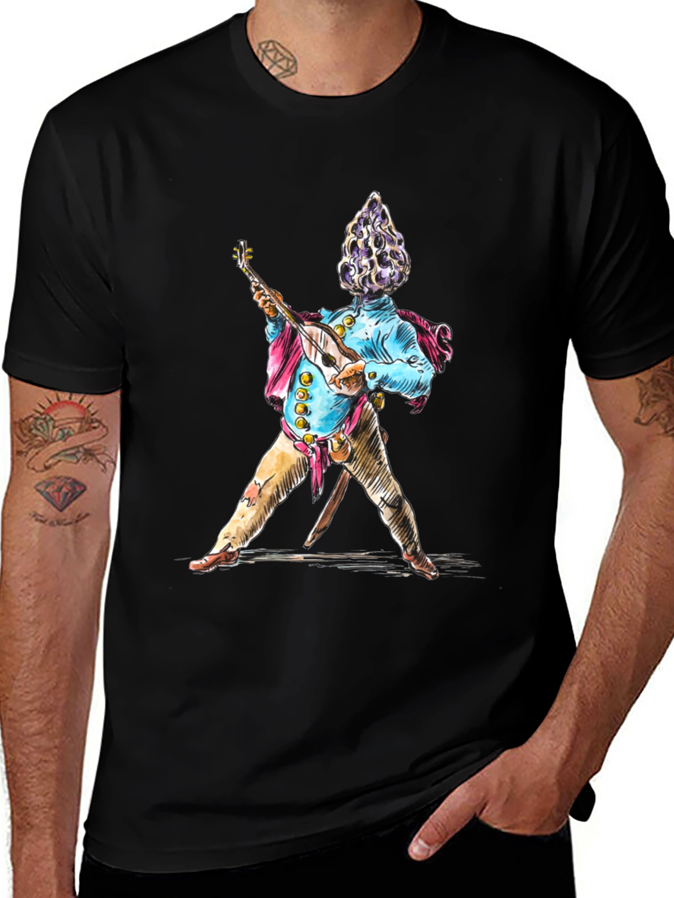 Musical Mushroom Man T-Shirt - Unique Graphic Tee