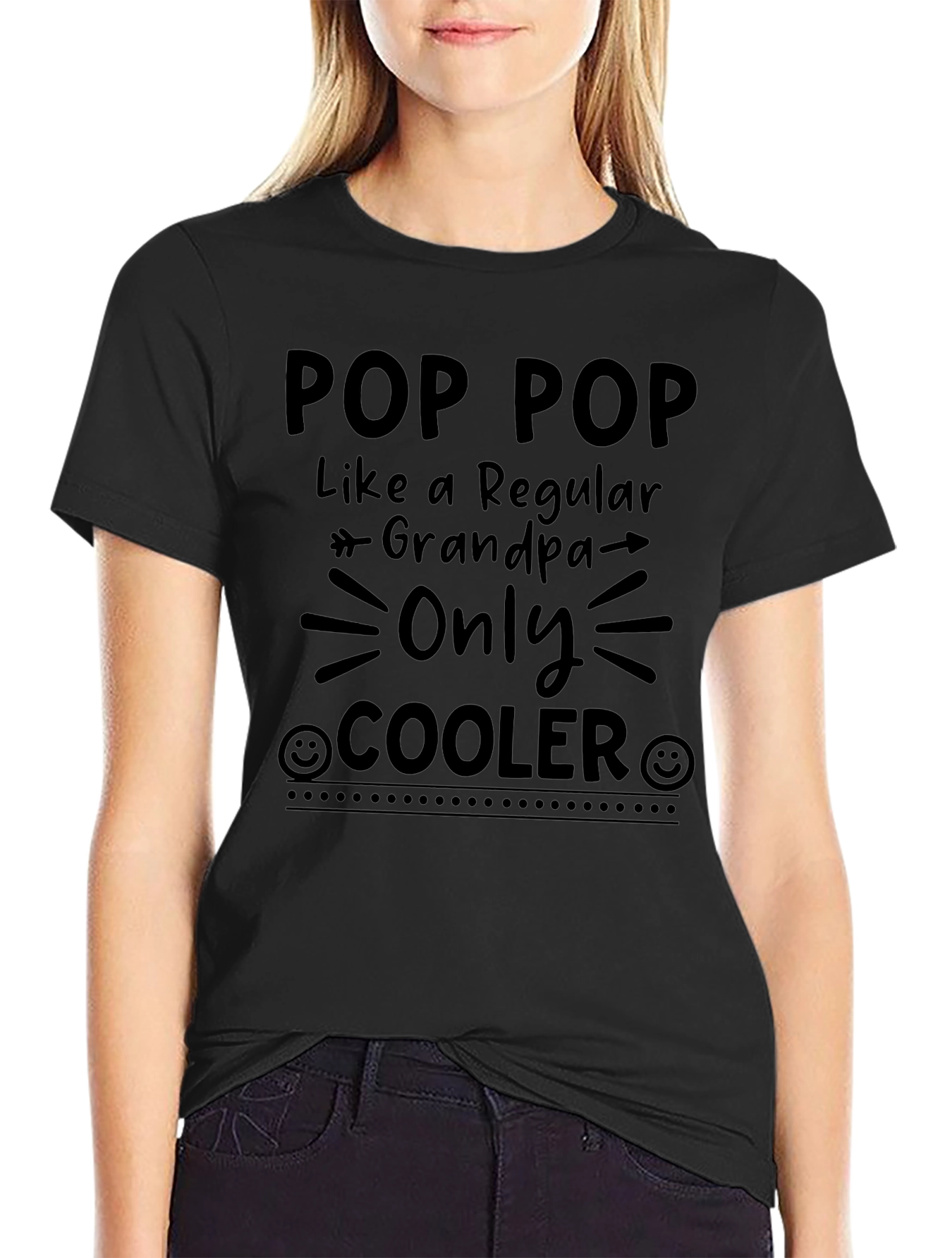 Pop Pop Cooler Black T-Shirt Grandpa Gift