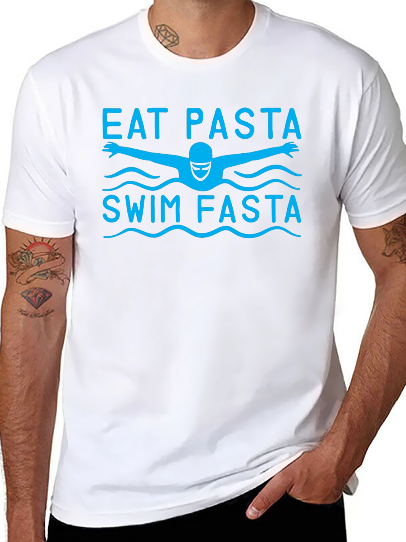 Eat Pasta Swim Fasta T-Shirt - Black Cotton Tee