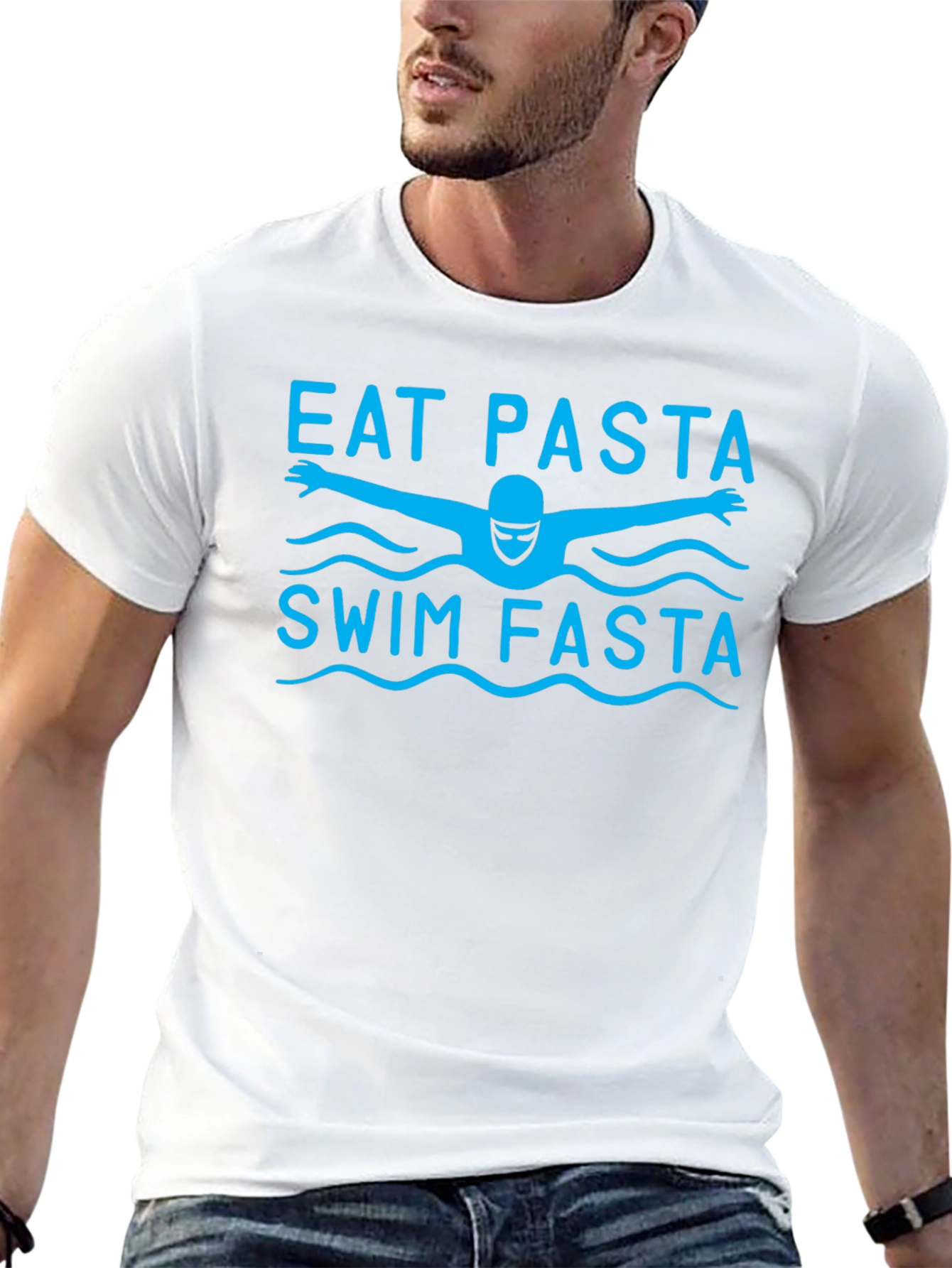 Eat Pasta Swim Fasta T-Shirt - Black Cotton Tee