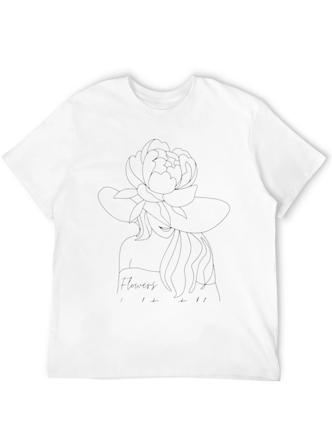Black T-Shirt with Flower Outline