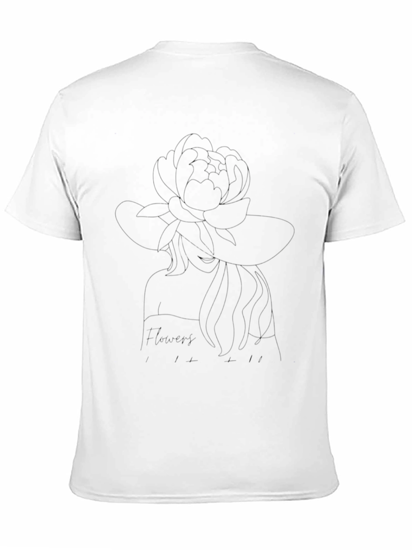 Black T-Shirt with Flower Outline