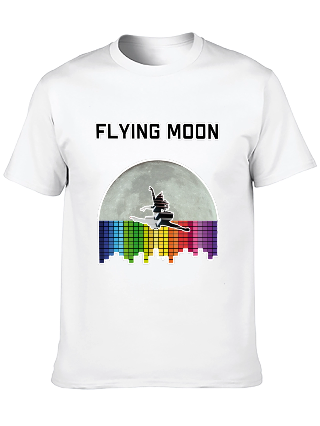 Flying Moon Graphic Tee - Unique Design Black T-Shirt