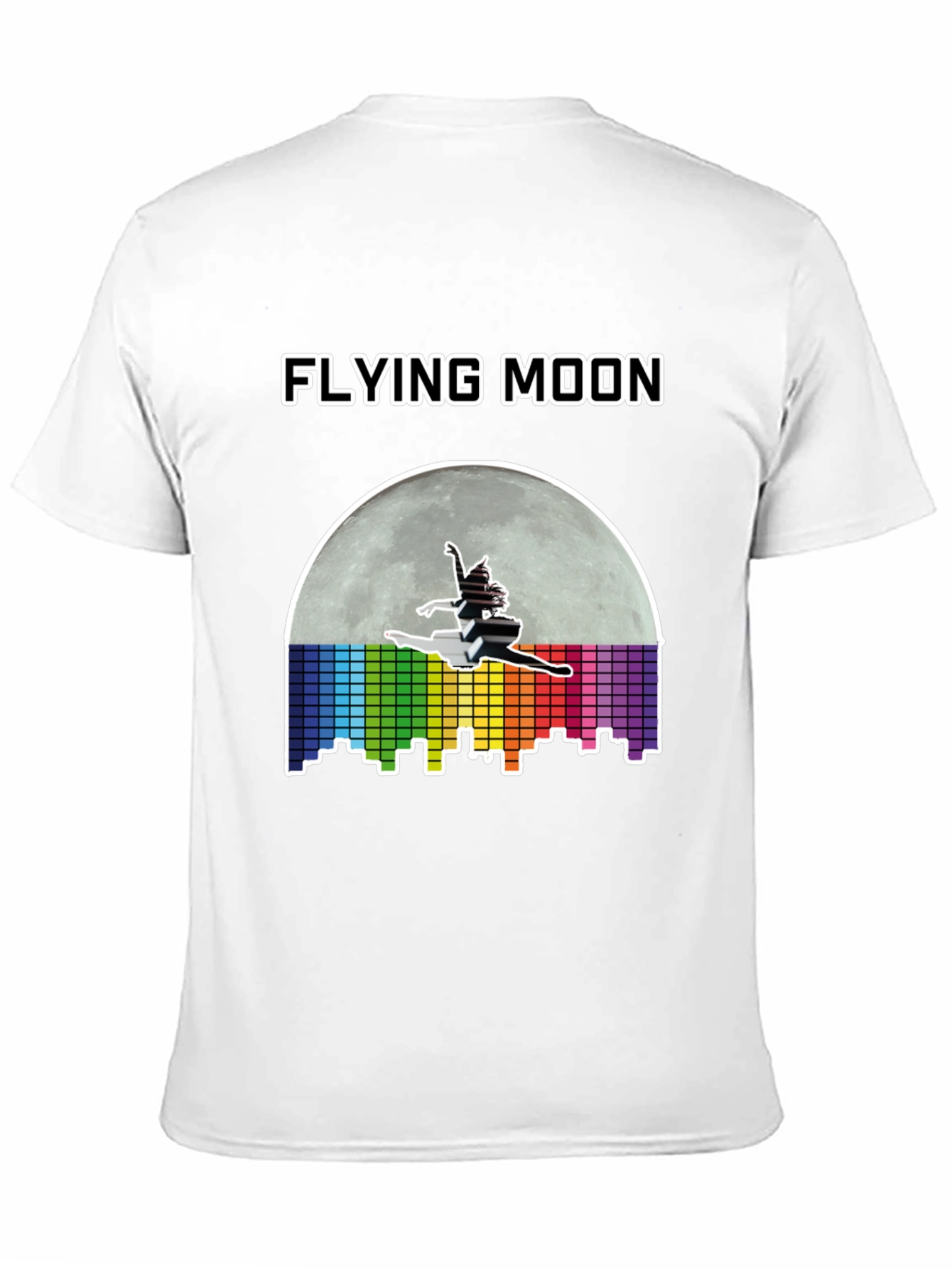 Flying Moon Graphic Tee - Unique Design Black T-Shirt