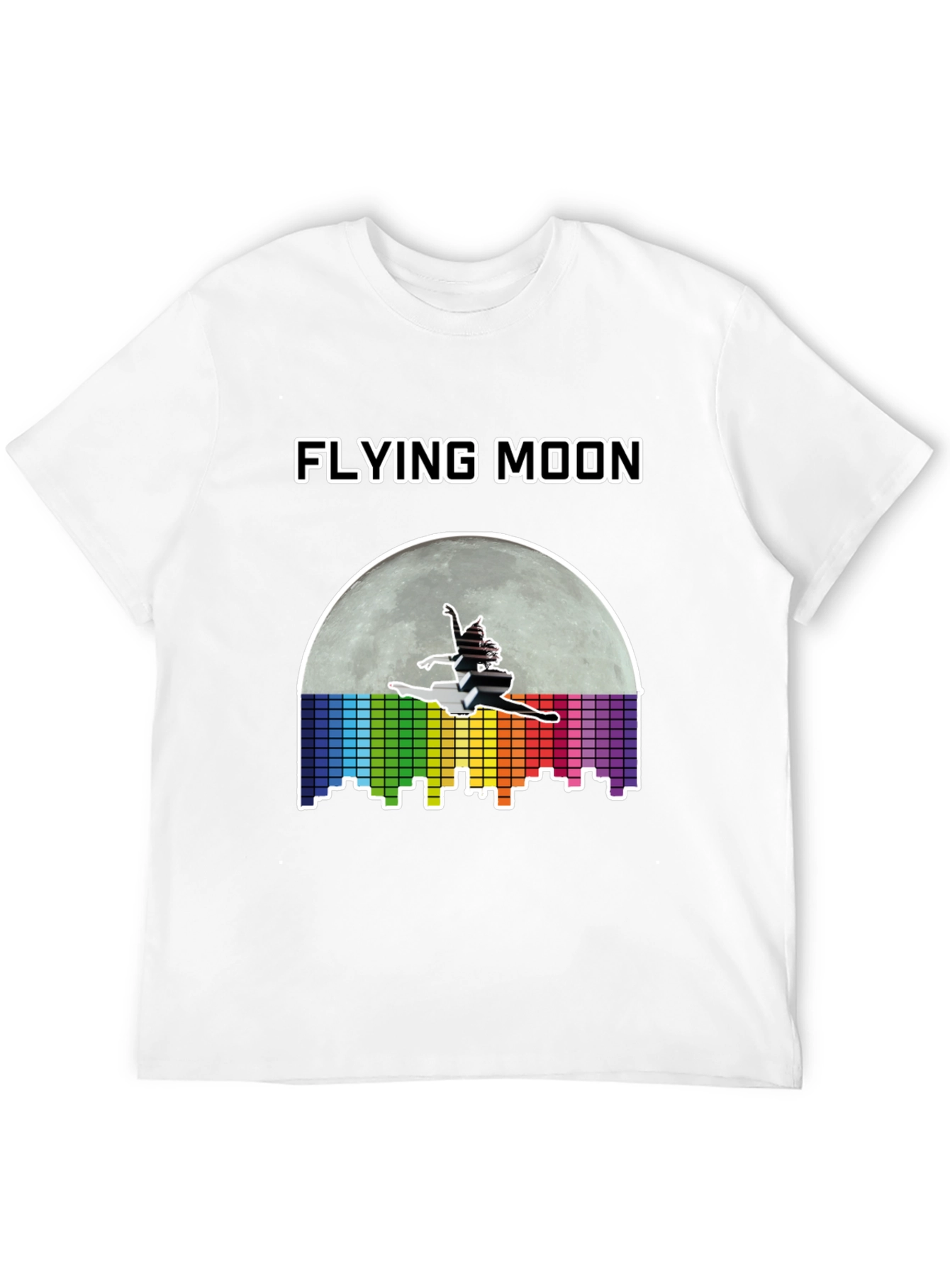 Flying Moon Graphic Tee - Unique Design Black T-Shirt