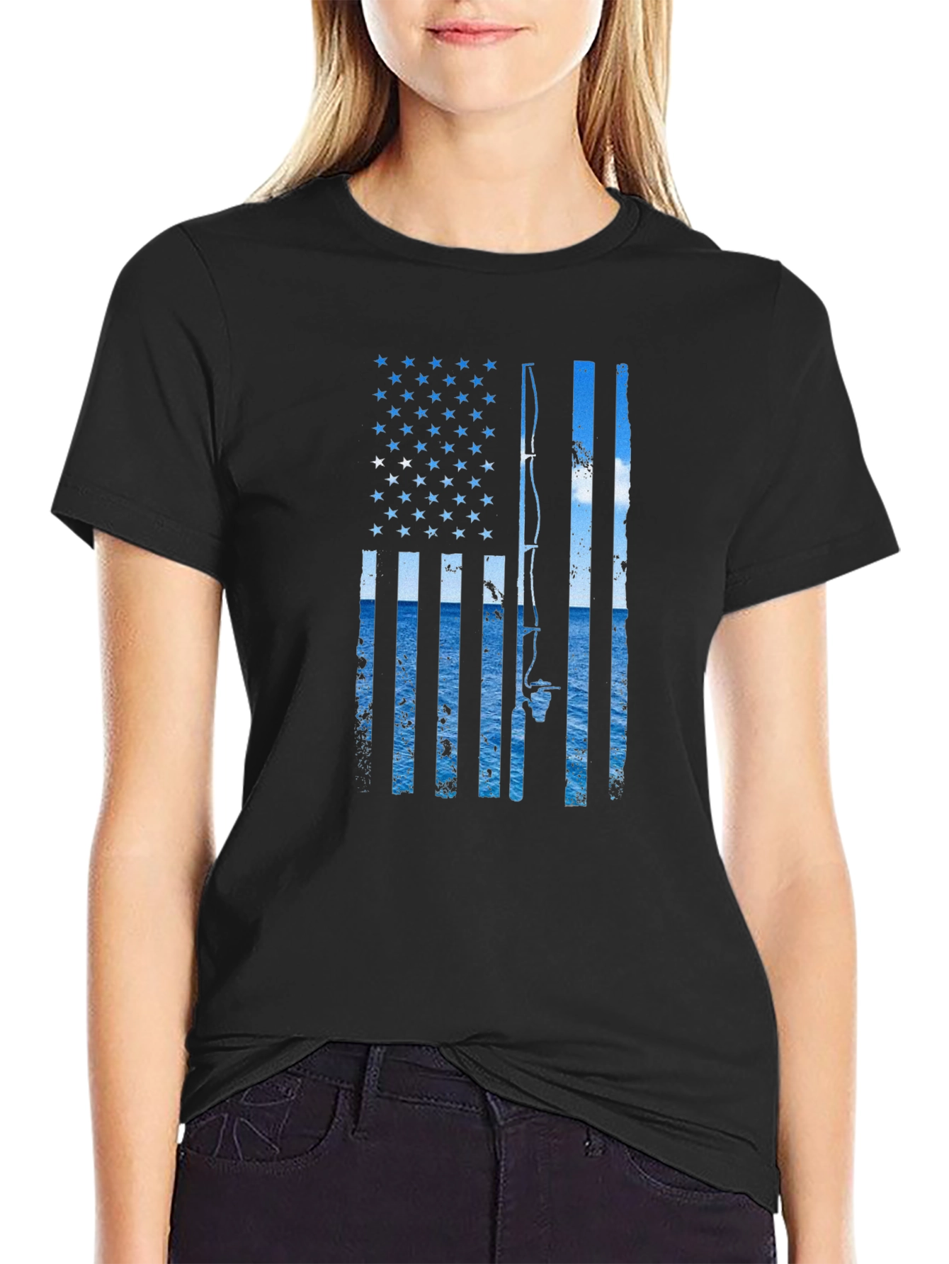 American Fishing Flag T-Shirt