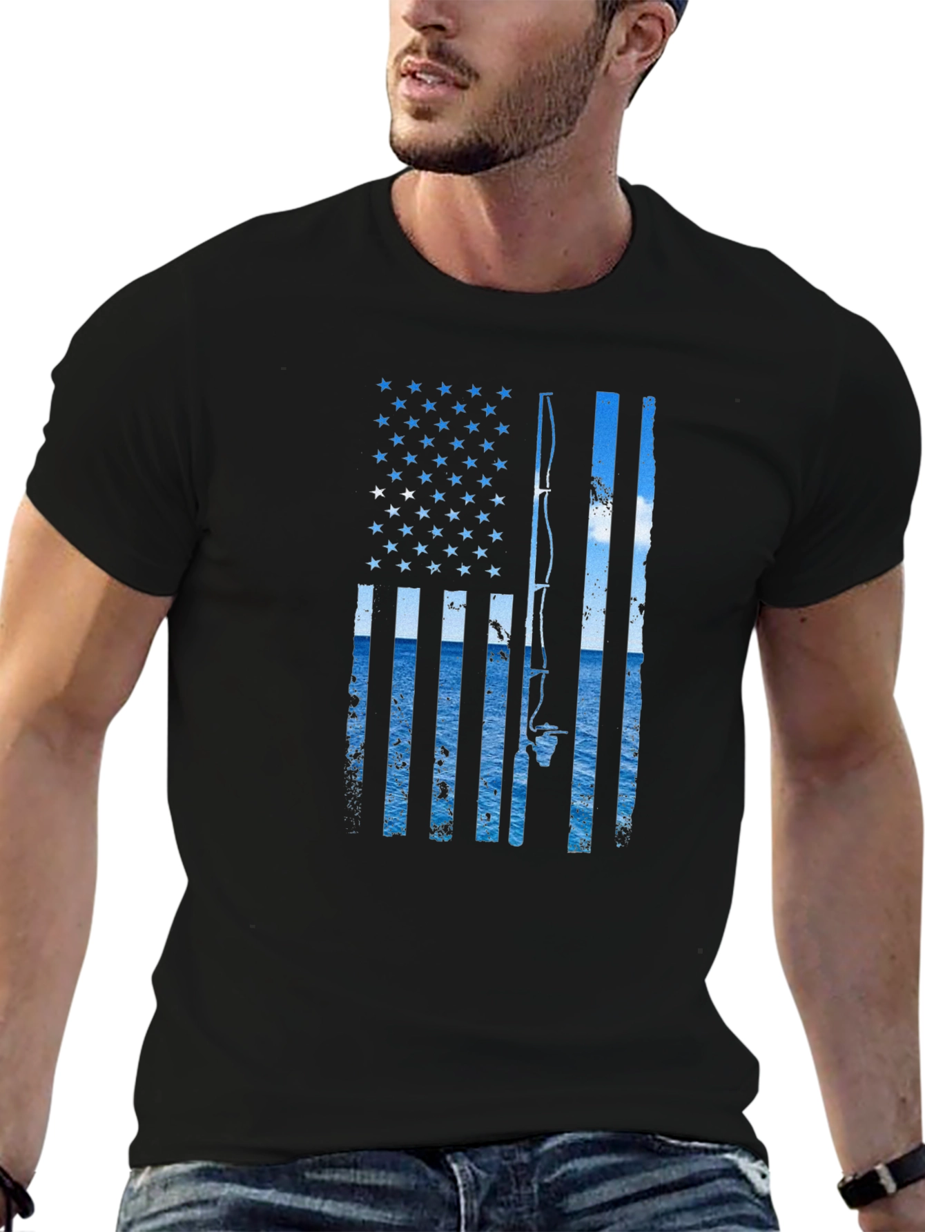 American Fishing Flag T-Shirt