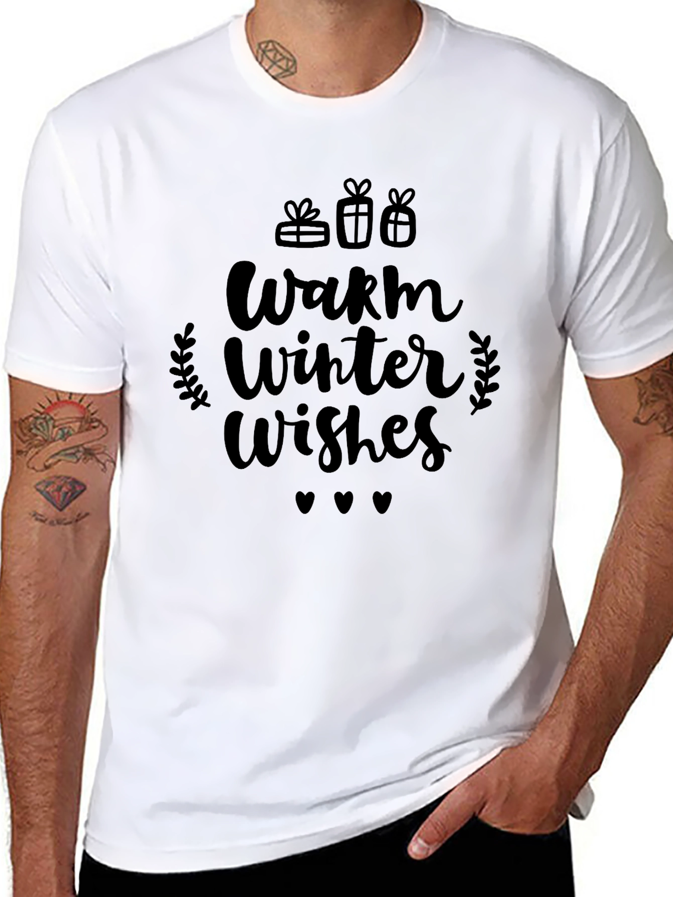 Warm Winter Wishes Black T-Shirt