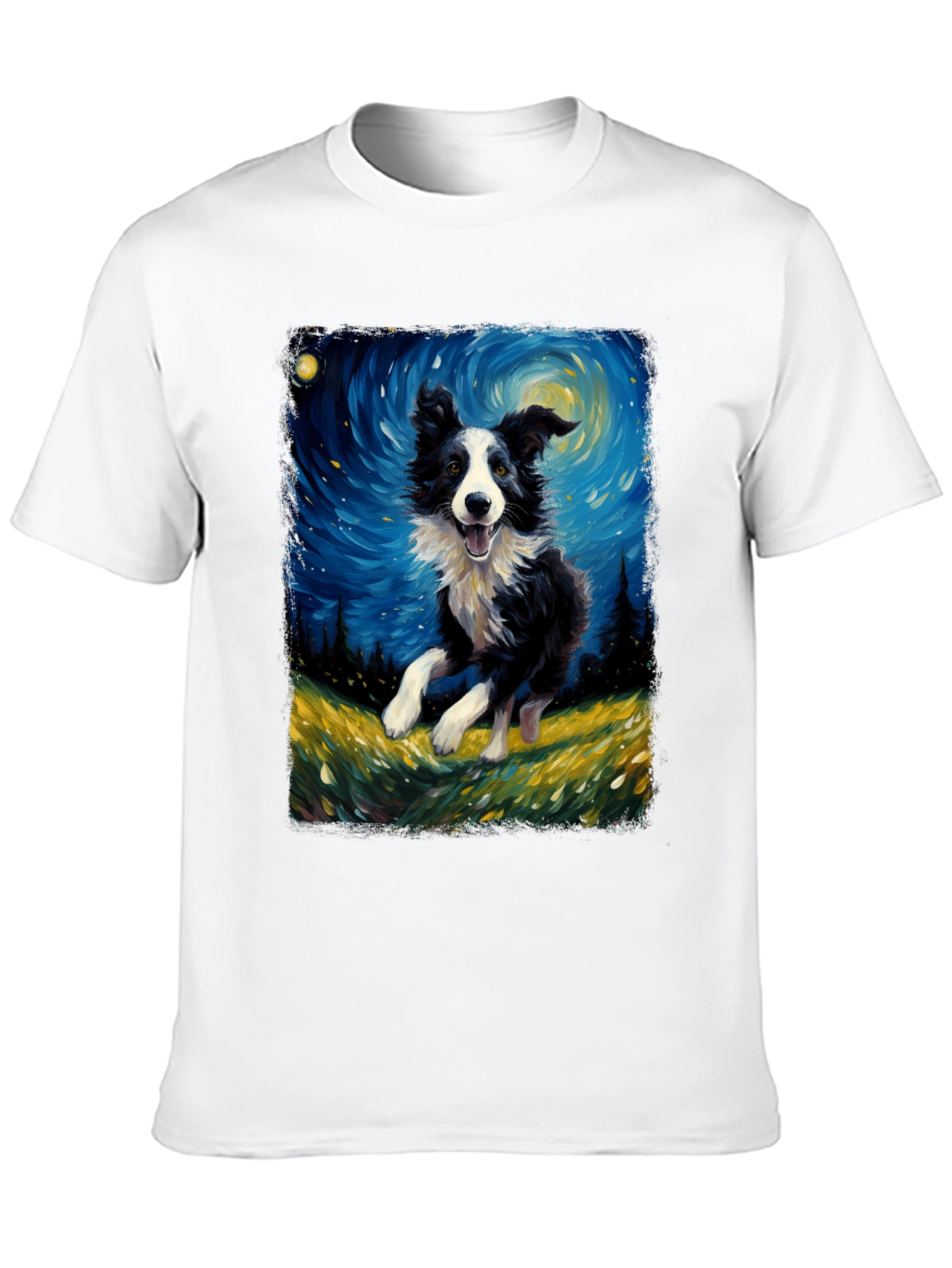 Border Collie Van Gogh Style T-Shirt