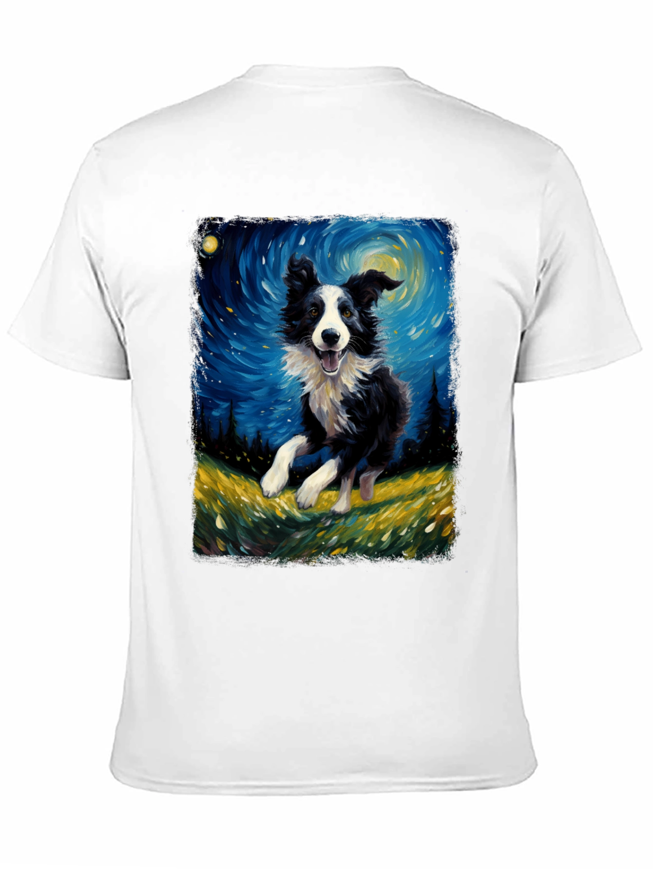 Border Collie Van Gogh Style T-Shirt