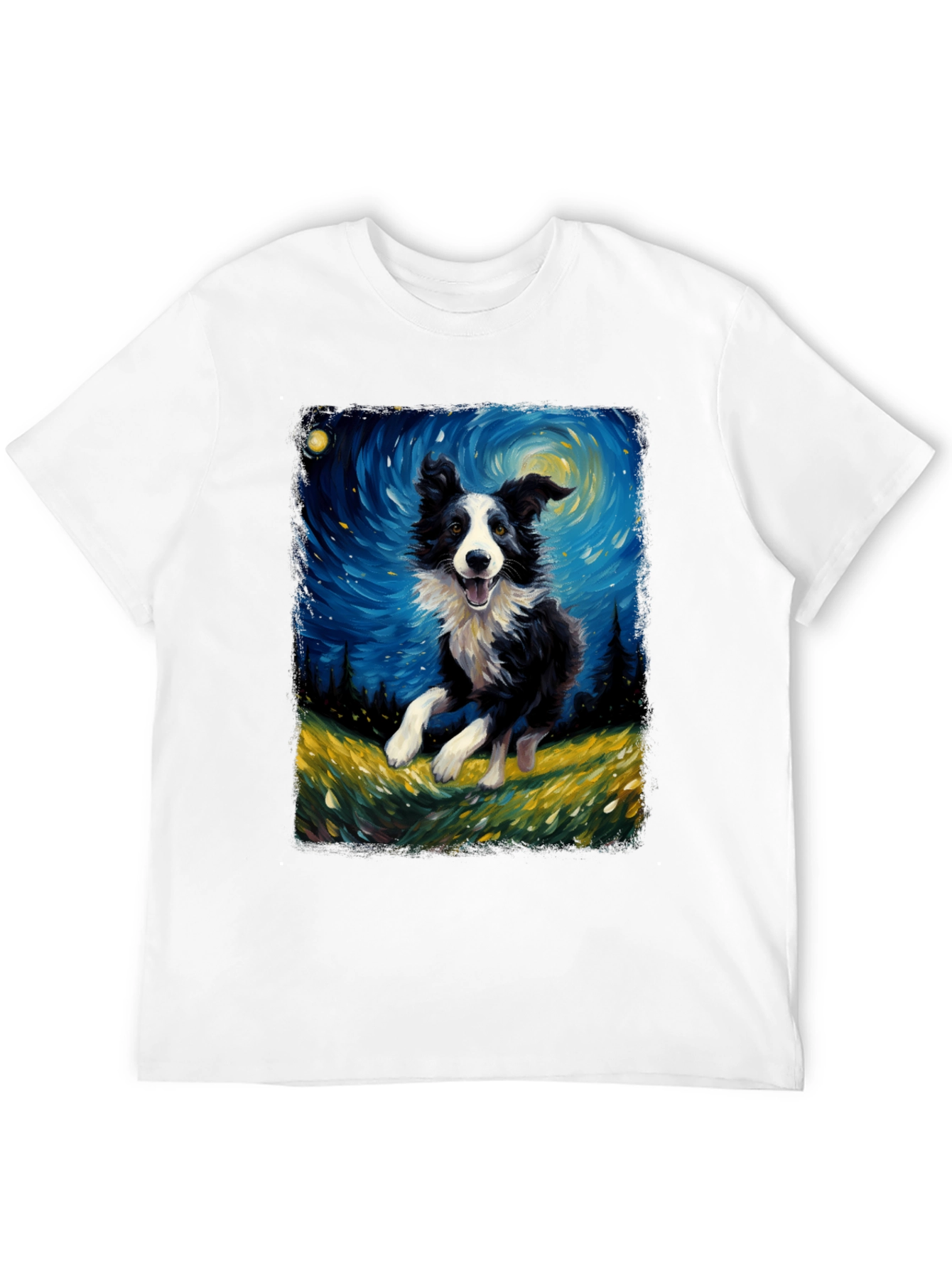 Border Collie Van Gogh Style T-Shirt