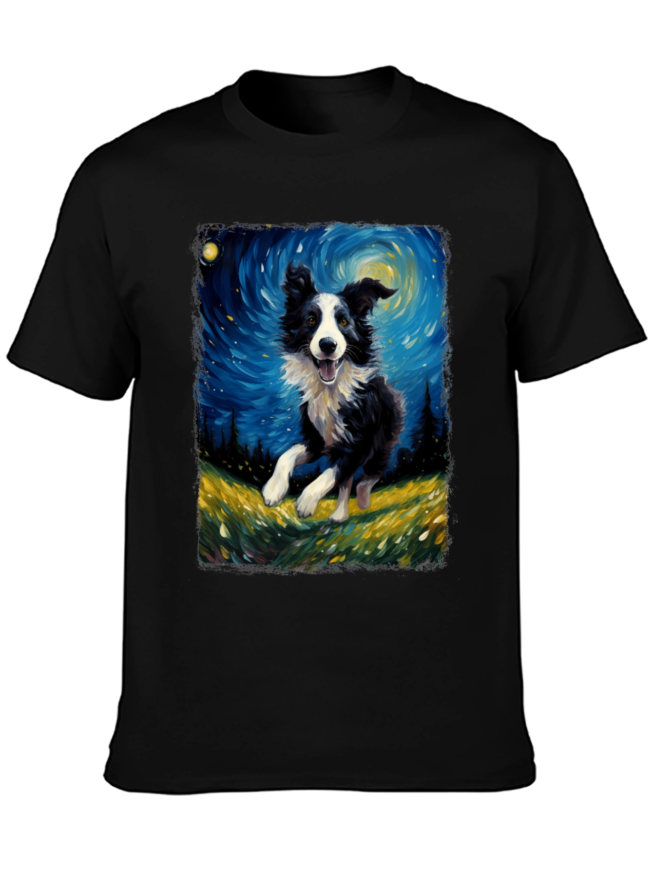 Border Collie Van Gogh Style T-Shirt