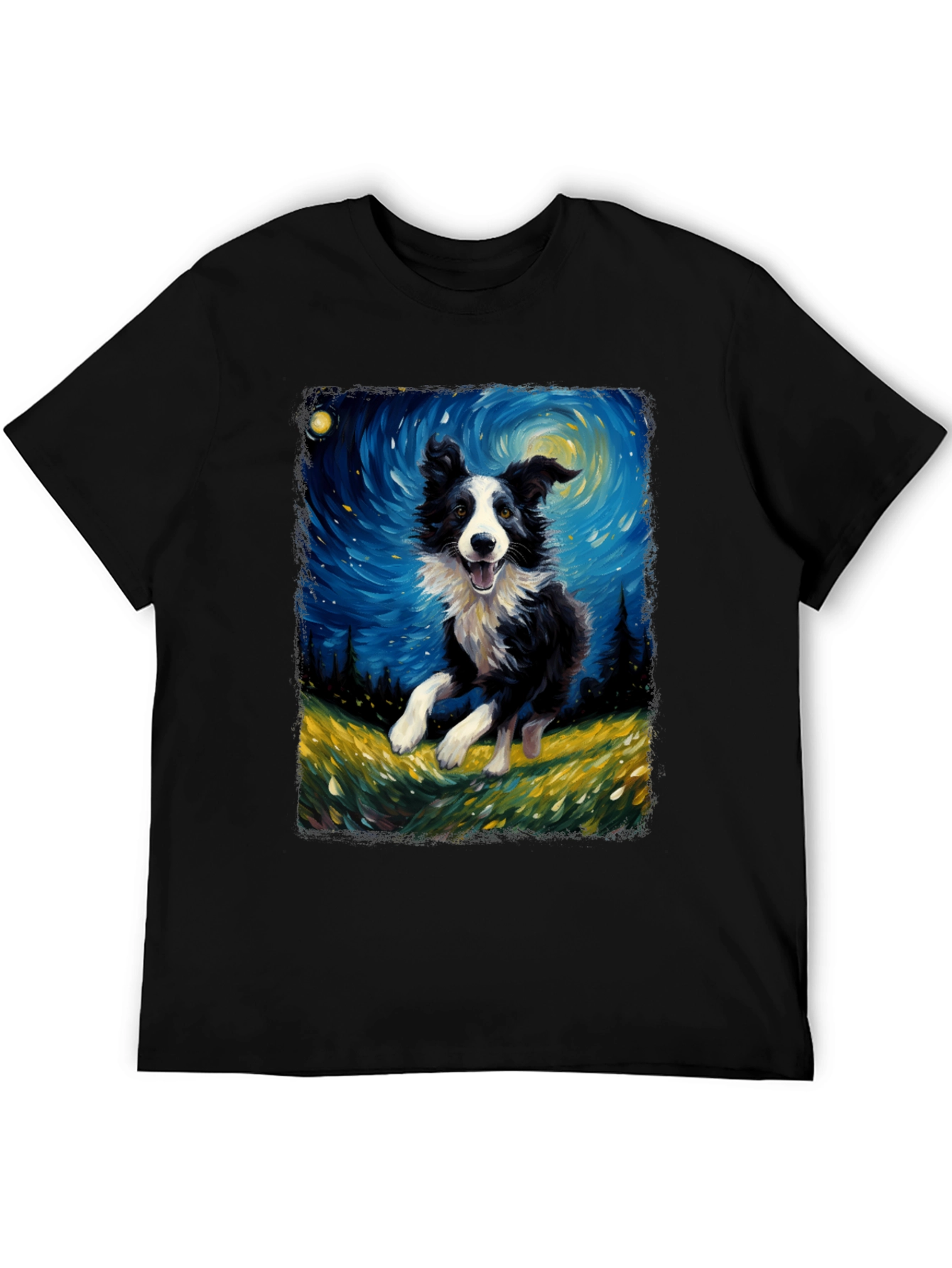 Border Collie Van Gogh Style T-Shirt