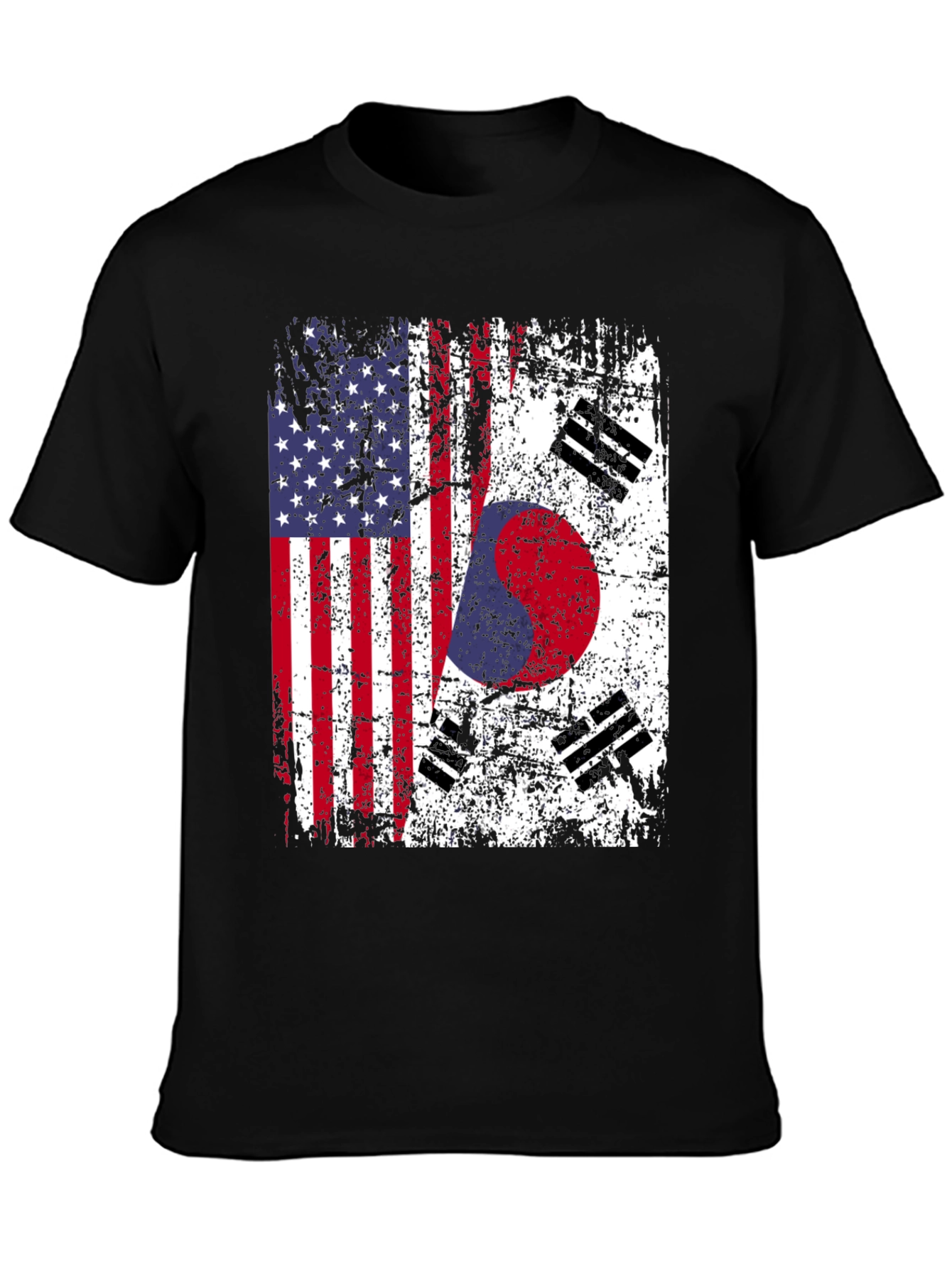 USA & South Korea Flag Distressed T-Shirt