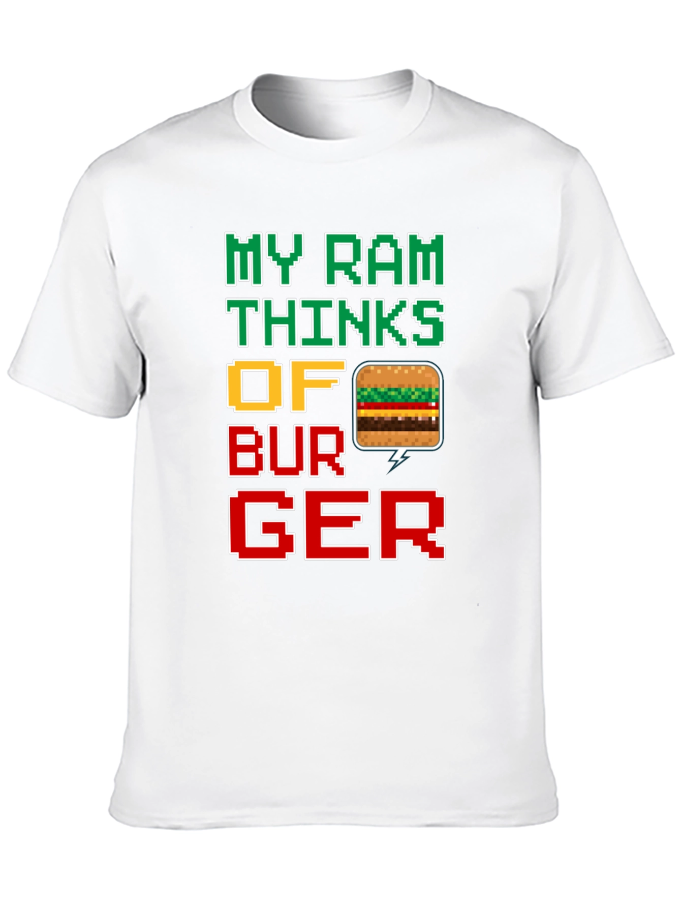 Funny My Ram Thinks of Burger Pixel Art T-Shirt