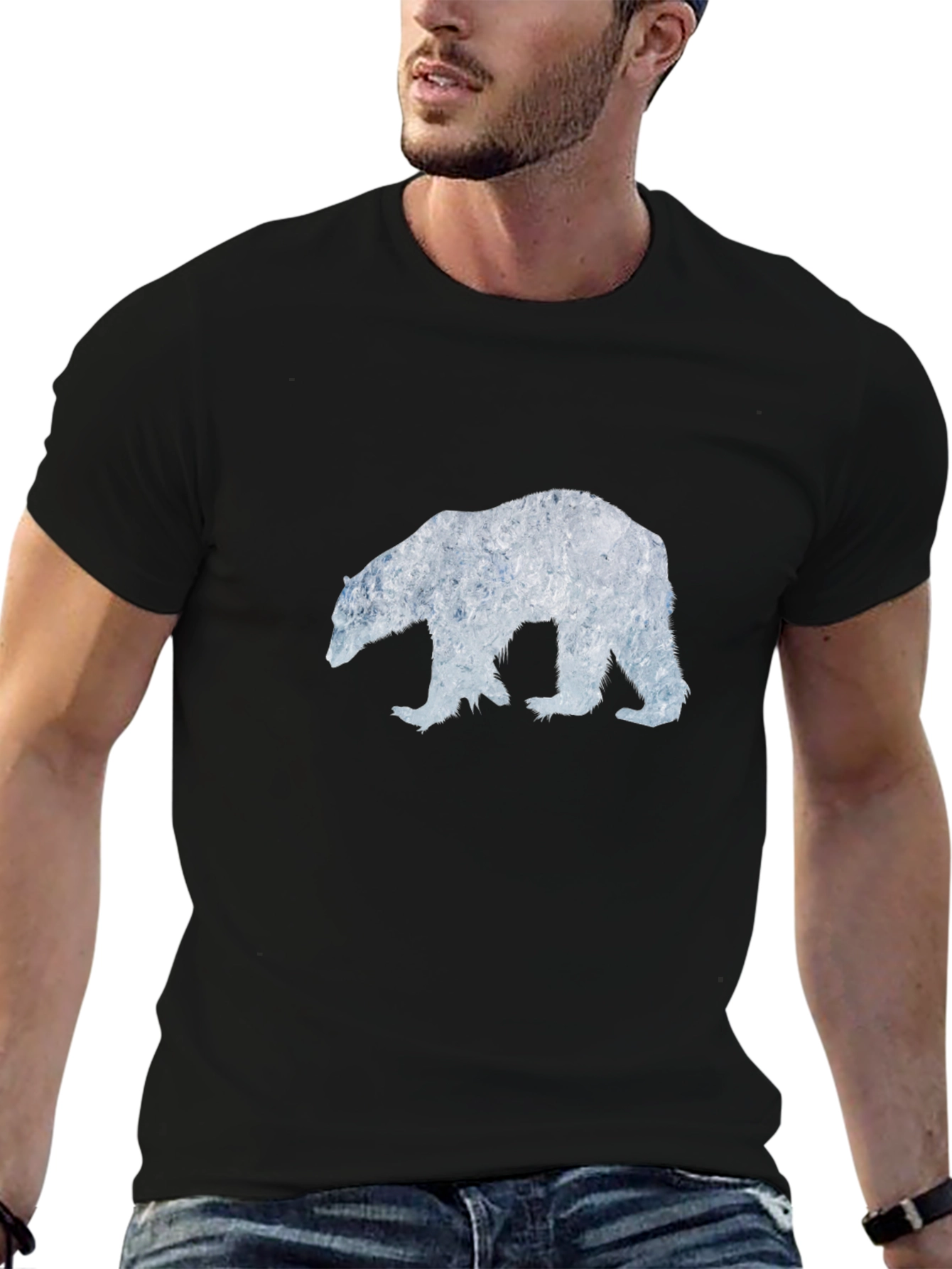 Black Polar Bear Ice Graphic T-Shirt