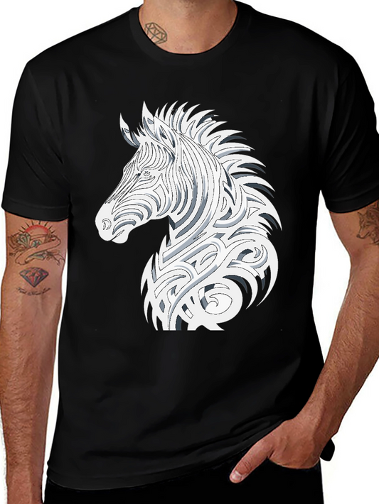Tribal Zebra Graphic Tee - Black Cotton Comfort
