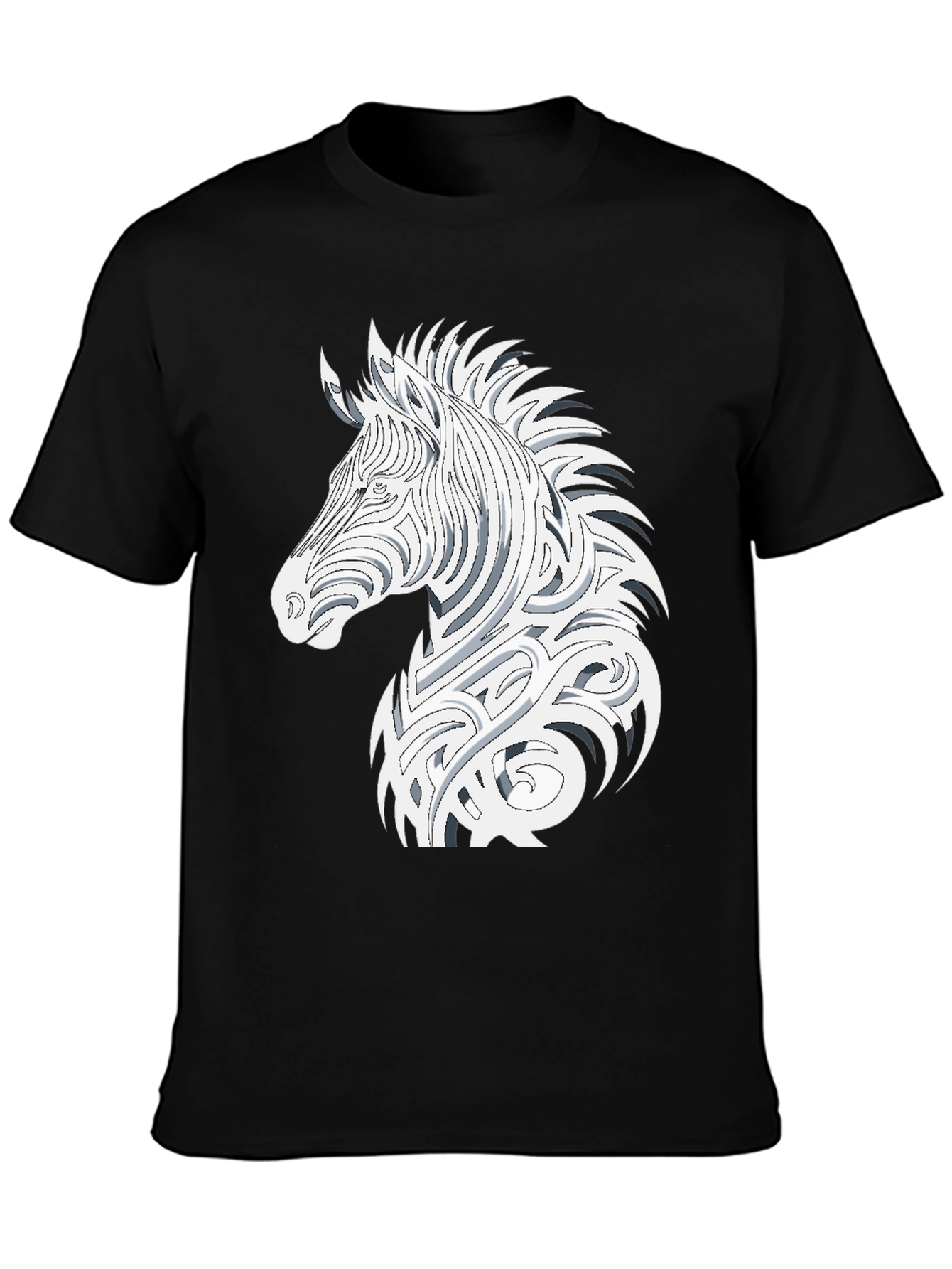 Tribal Zebra Graphic Tee - Black Cotton Comfort