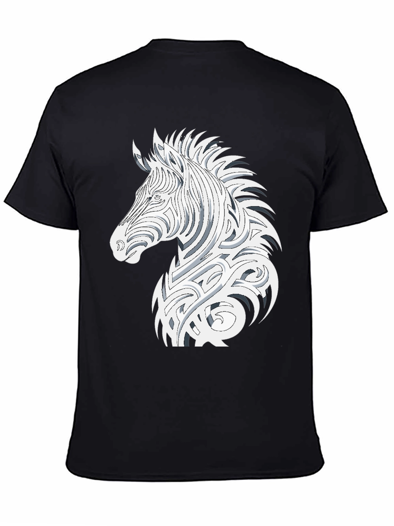 Tribal Zebra Graphic Tee - Black Cotton Comfort