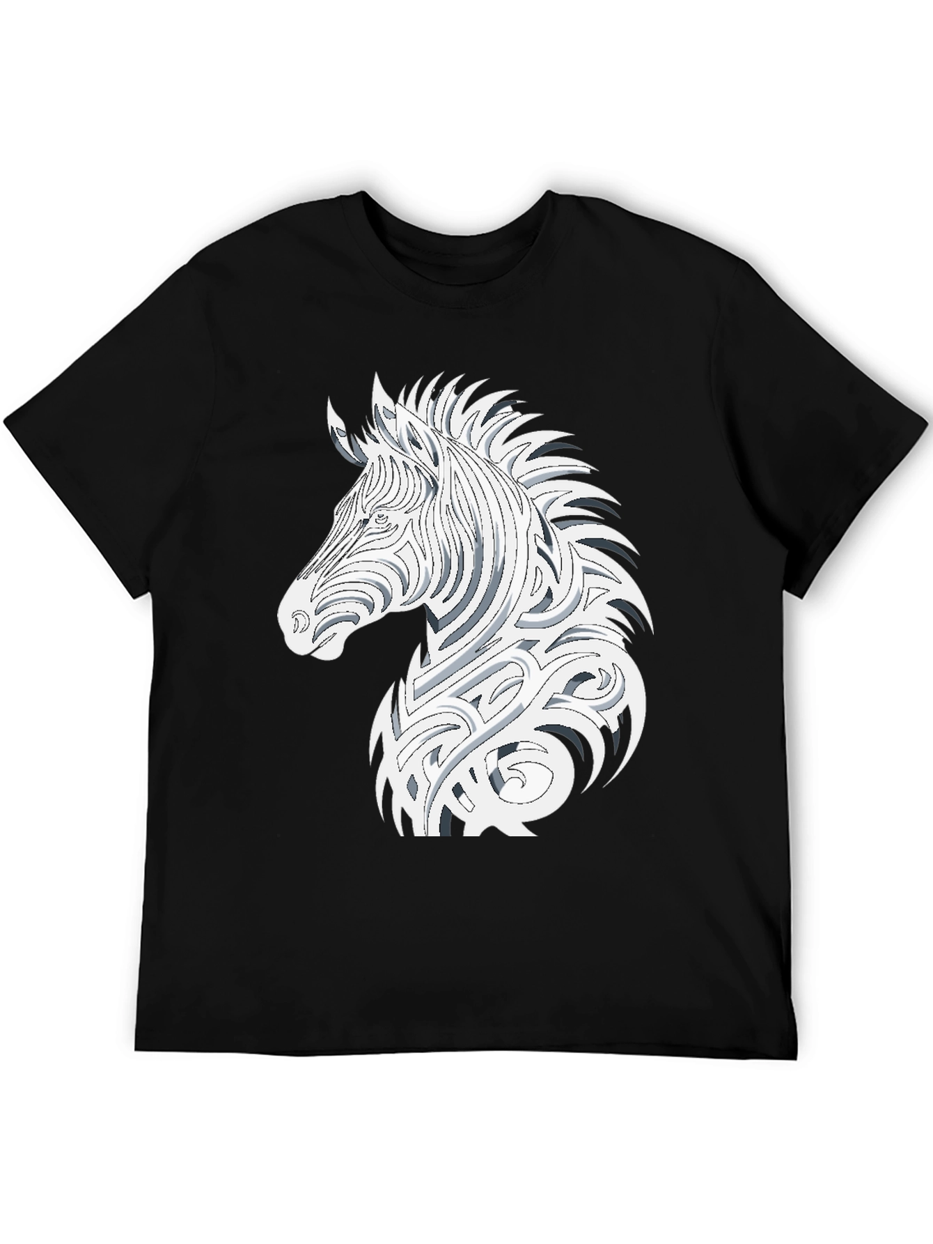 Tribal Zebra Graphic Tee - Black Cotton Comfort