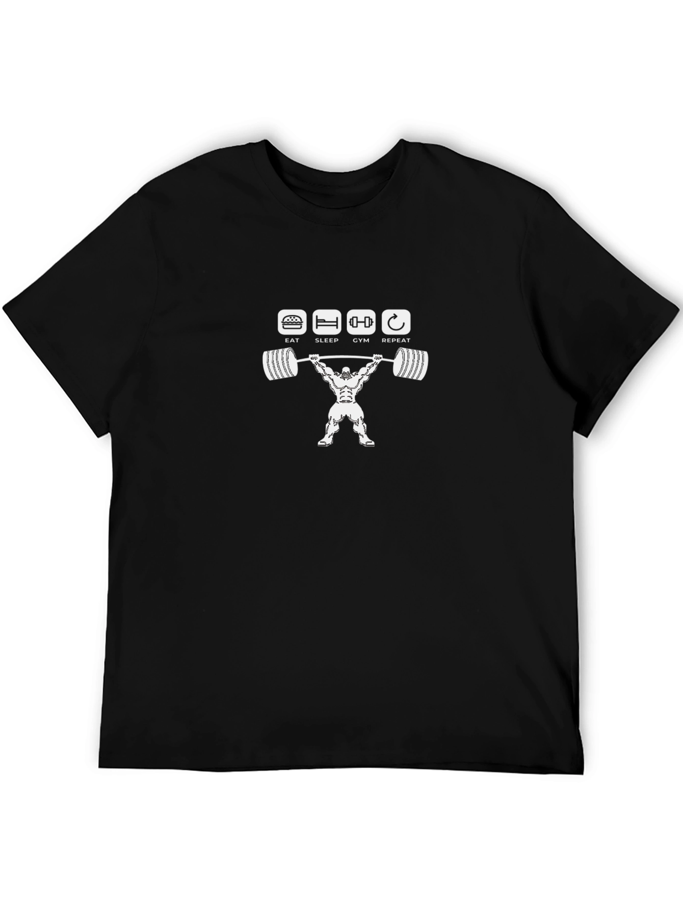 Eat Sleep Gym Repeat Black Graphic Tee