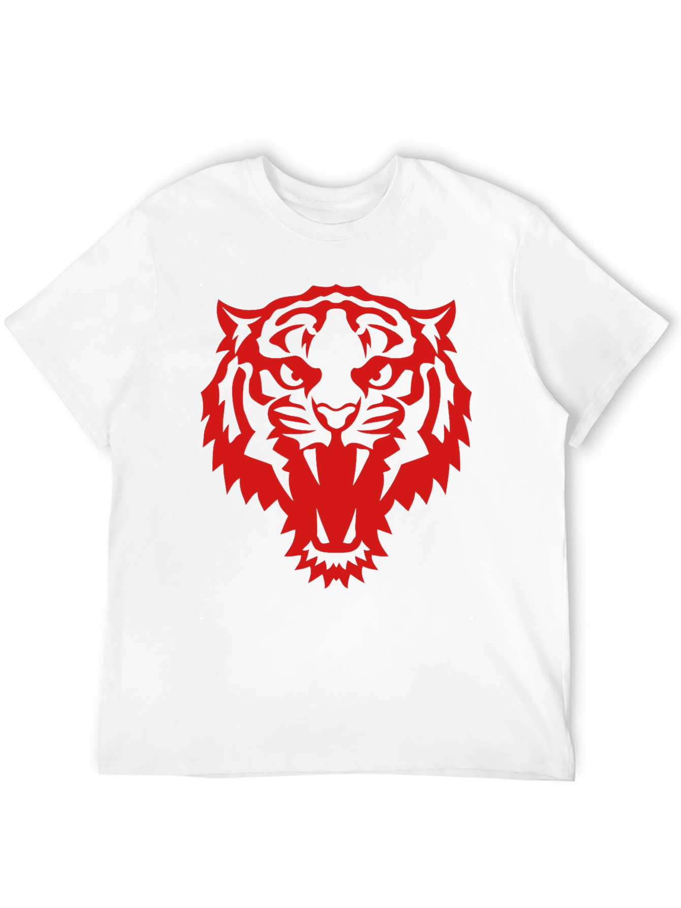 Black T-Shirt with Red Tiger Graphic Print