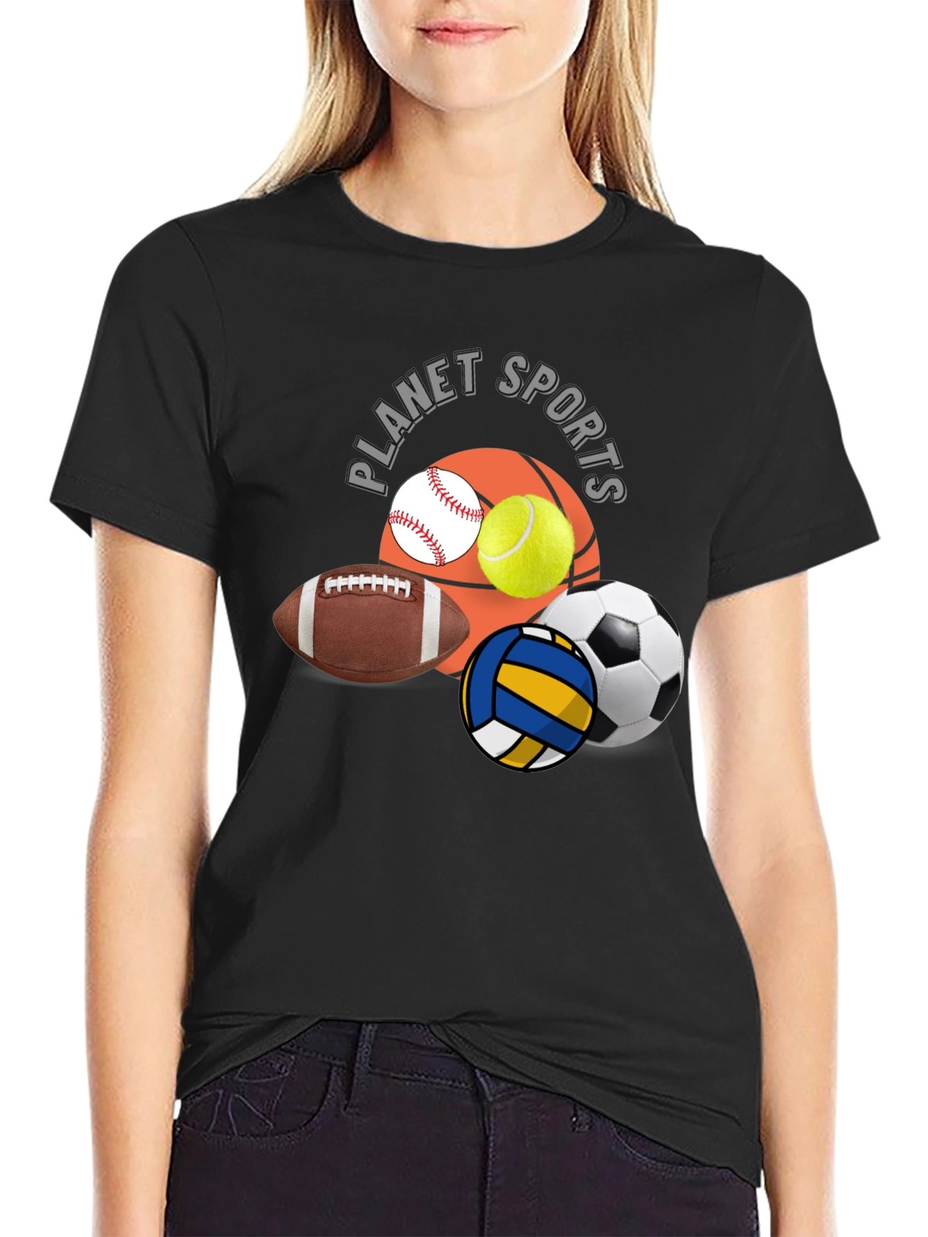 Planet Sports Black Graphic T-Shirt