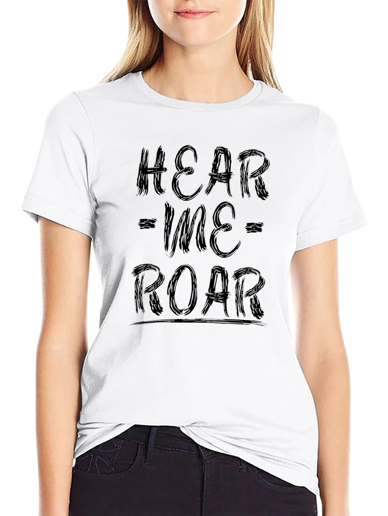 Hear Me Roar Graphic Print Black T-Shirt