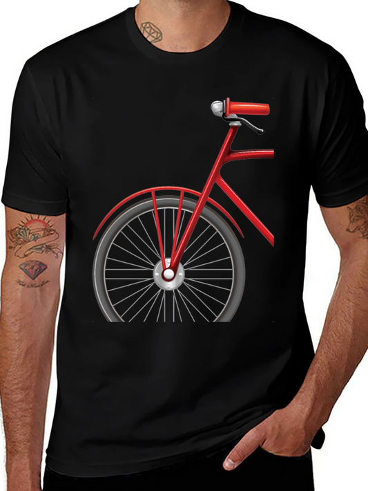 Red Bicycle Graphic Tee - Stylish Black Cotton T-Shirt