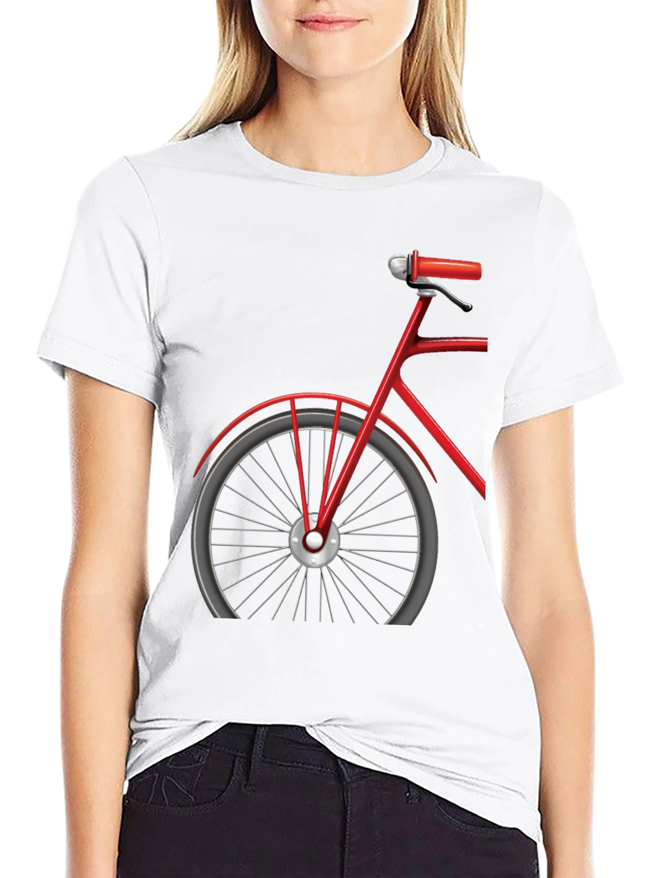 Red Bicycle Graphic Tee - Stylish Black Cotton T-Shirt
