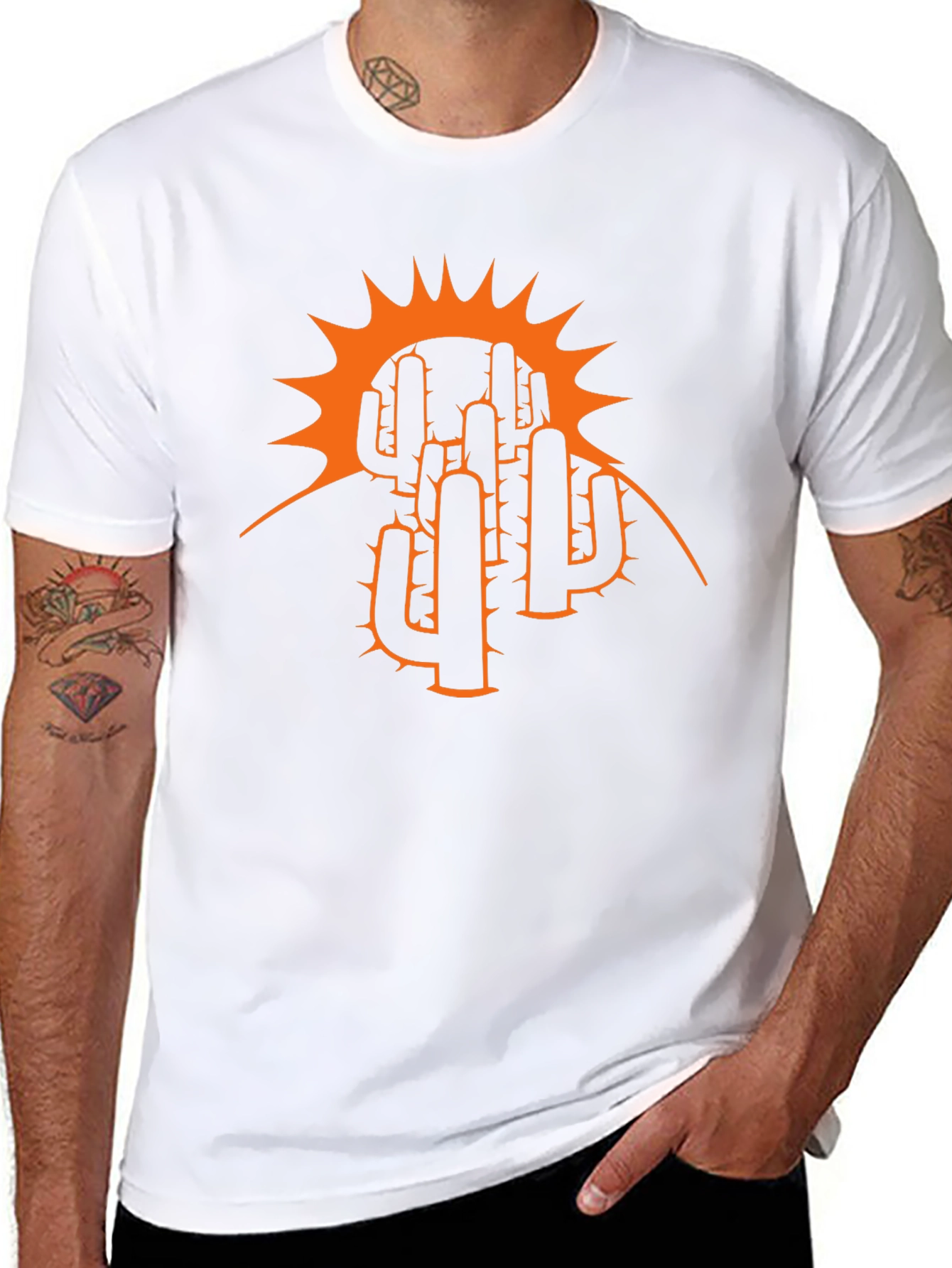 Desert Cactus Sunset Graphic Tee - Black
