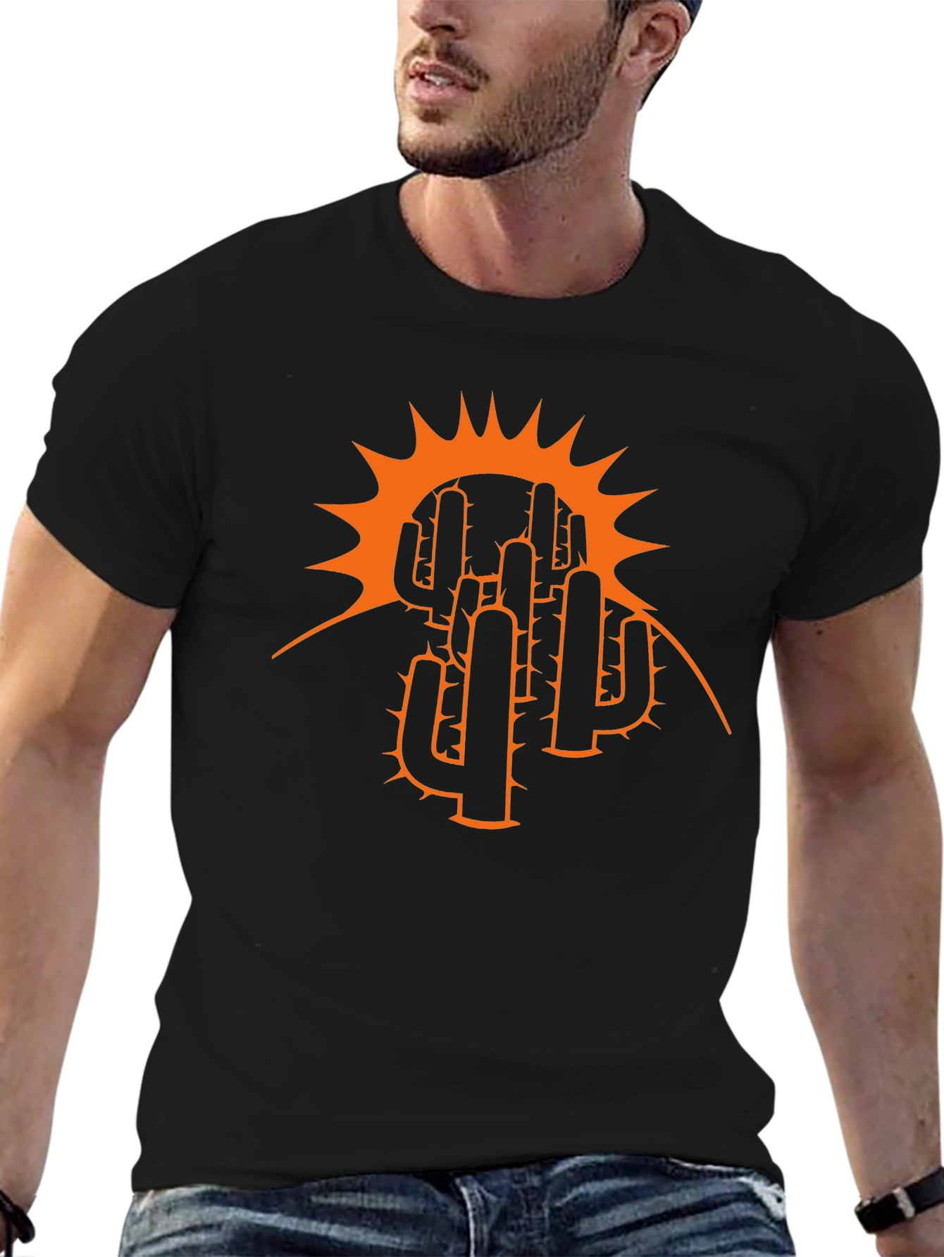 Desert Cactus Sunset Graphic Tee - Black