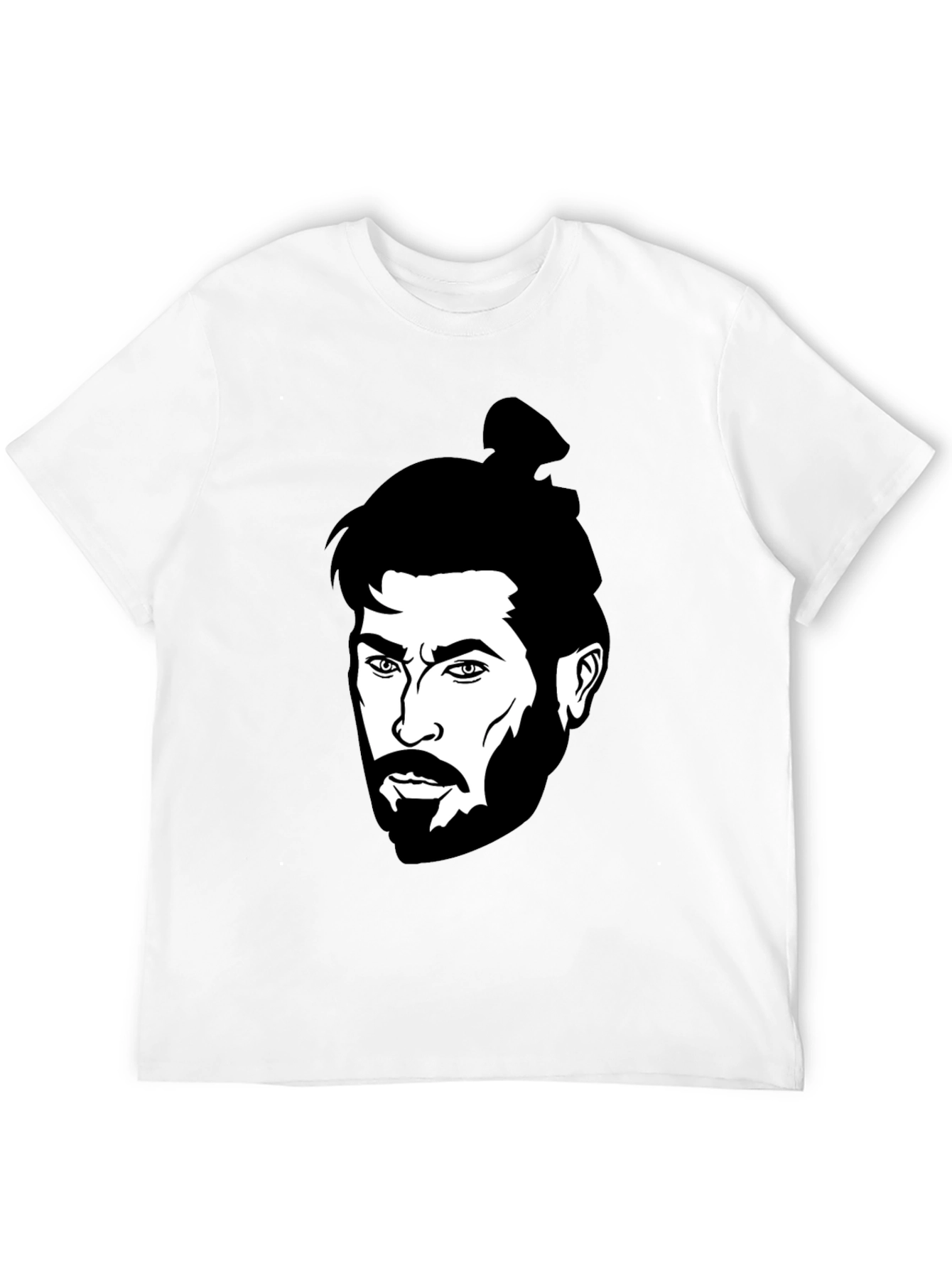 Black Graphic Tee - Man Bun Portrait