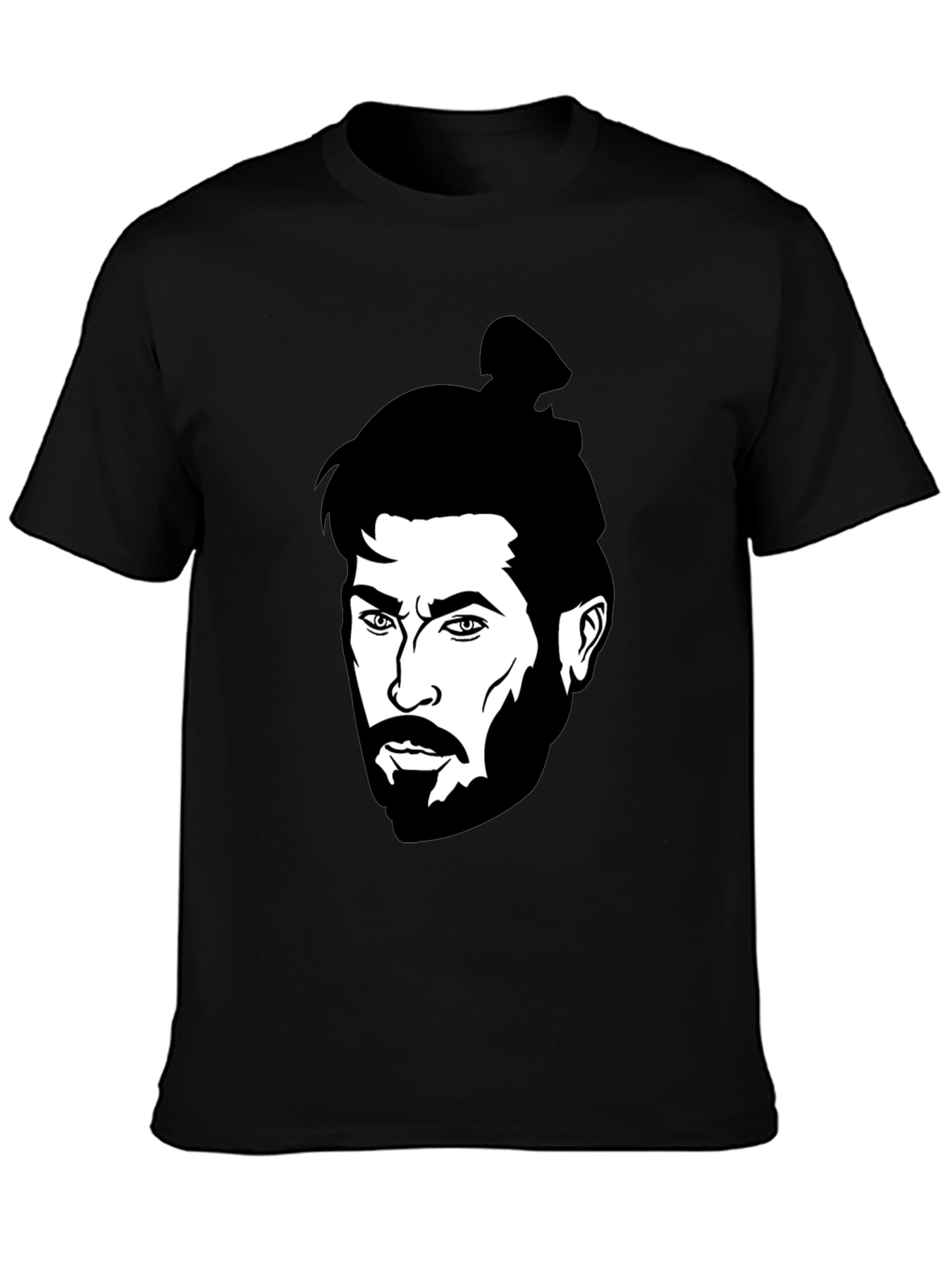 Black Graphic Tee - Man Bun Portrait