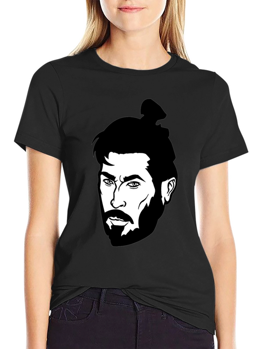 Black Graphic Tee - Man Bun Portrait
