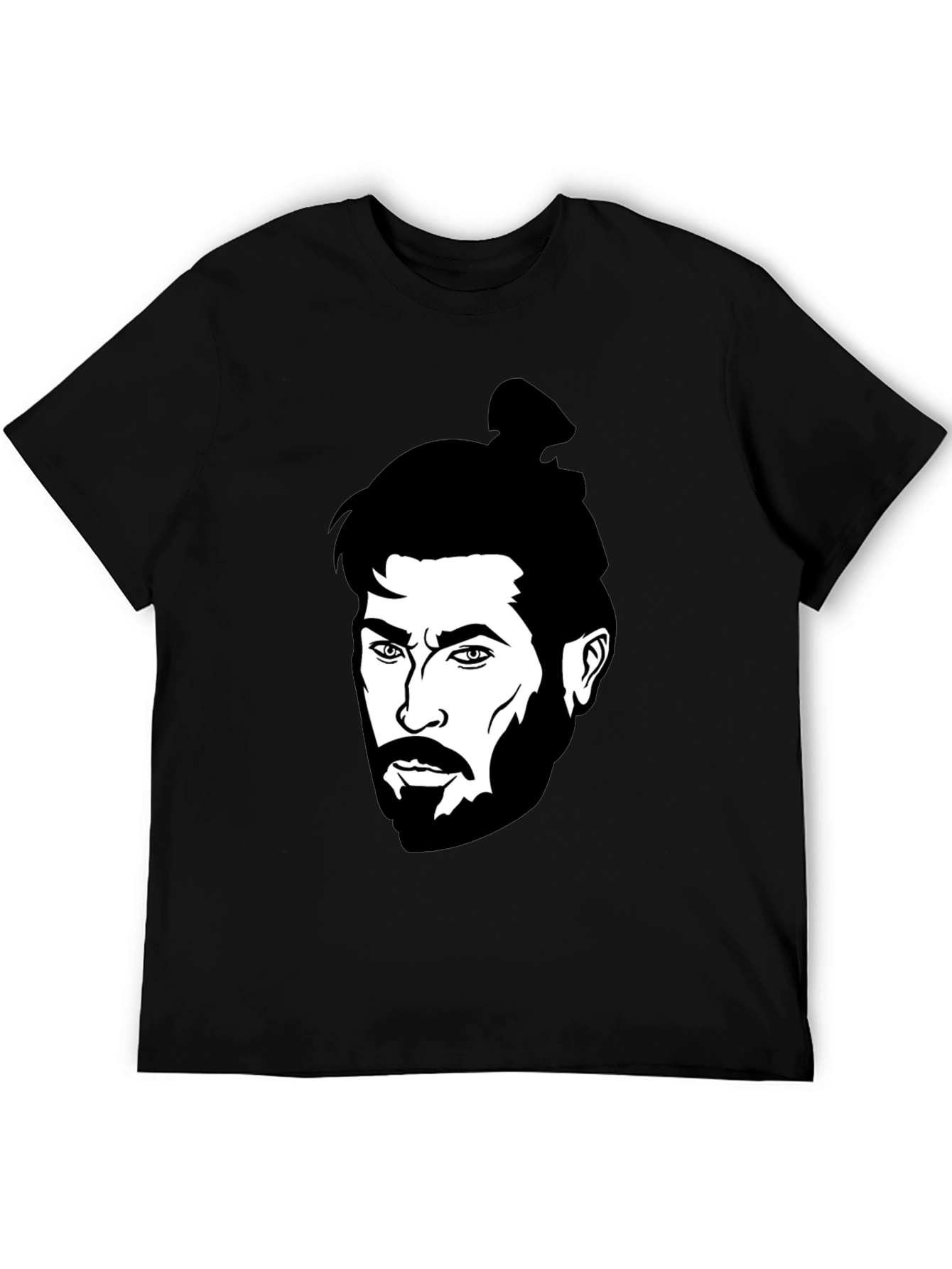 Black Graphic Tee - Man Bun Portrait