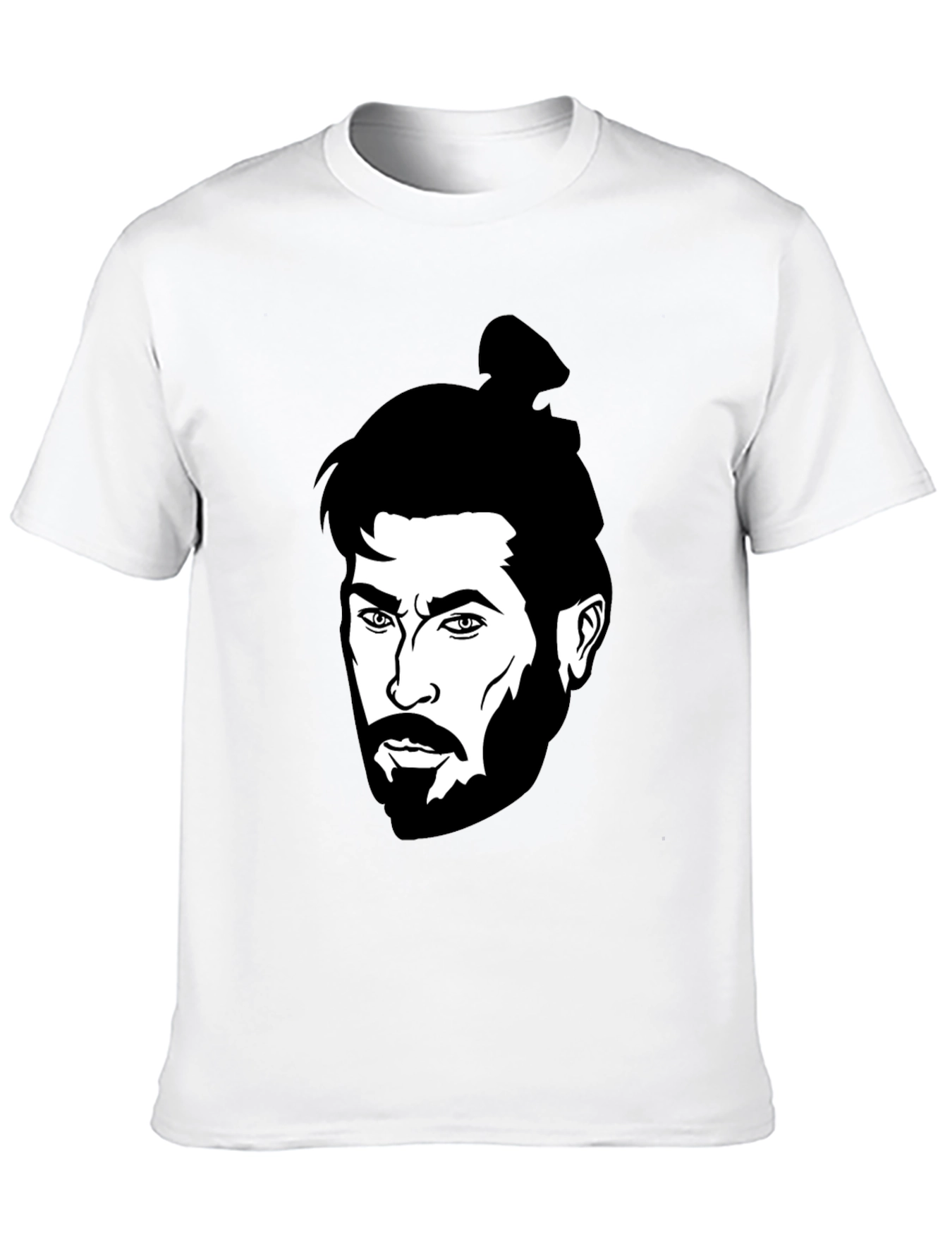 Black Graphic Tee - Man Bun Portrait
