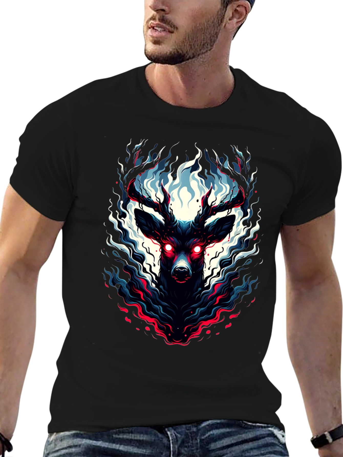 Mystic Deer Graphic Tee - Black T-Shirt