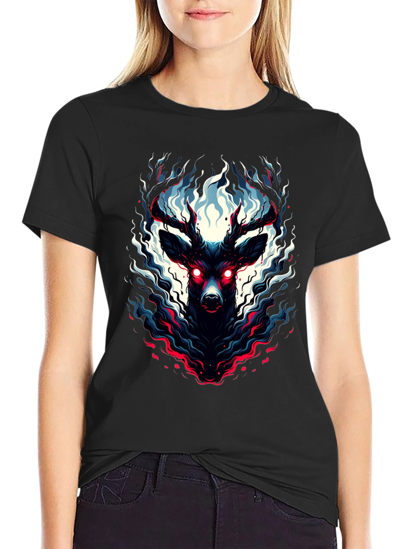 Mystic Deer Graphic Tee - Black T-Shirt