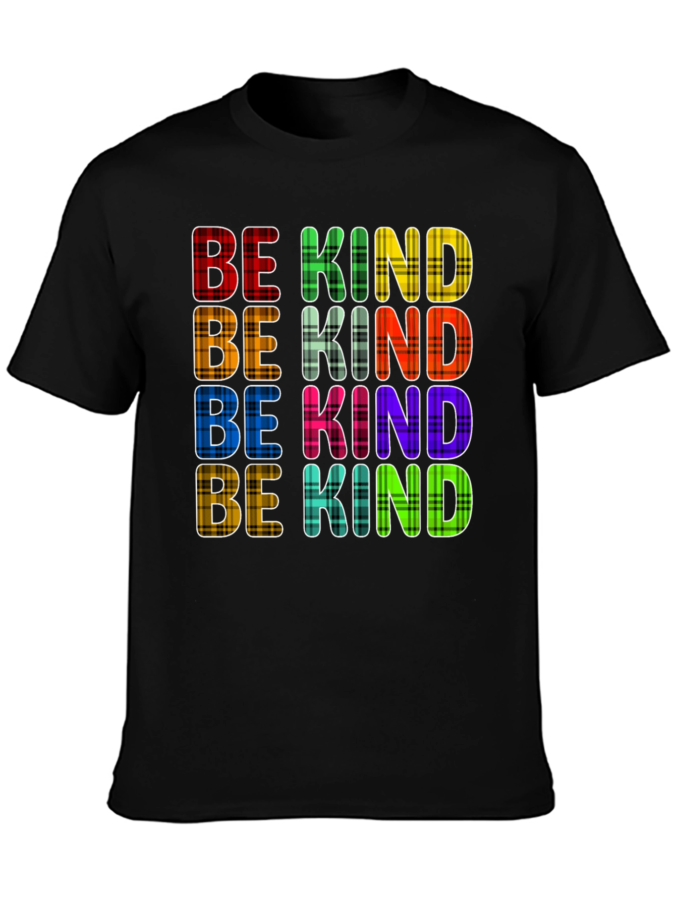 Be Kind Plaid T-Shirt - Trendy Graphic Tee