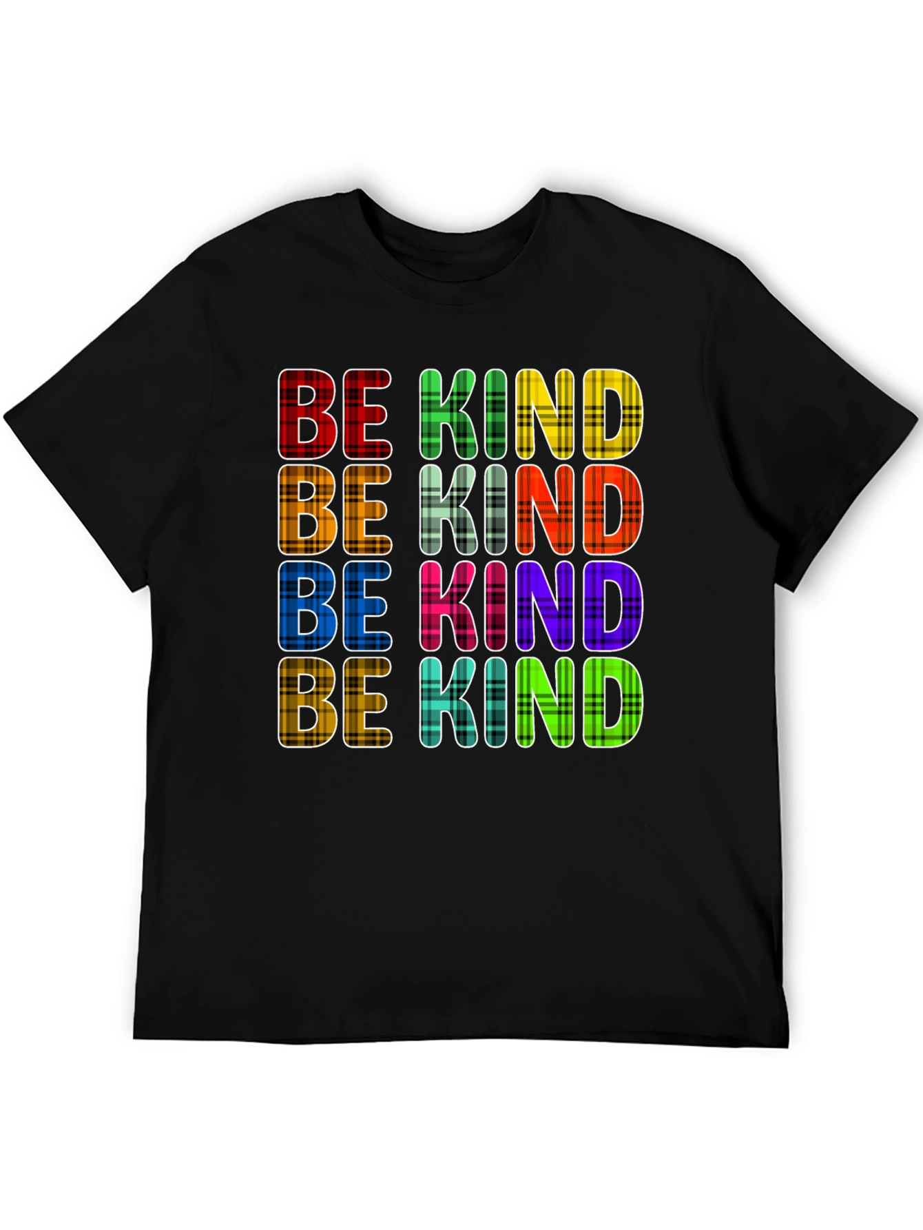 Be Kind Plaid T-Shirt - Trendy Graphic Tee